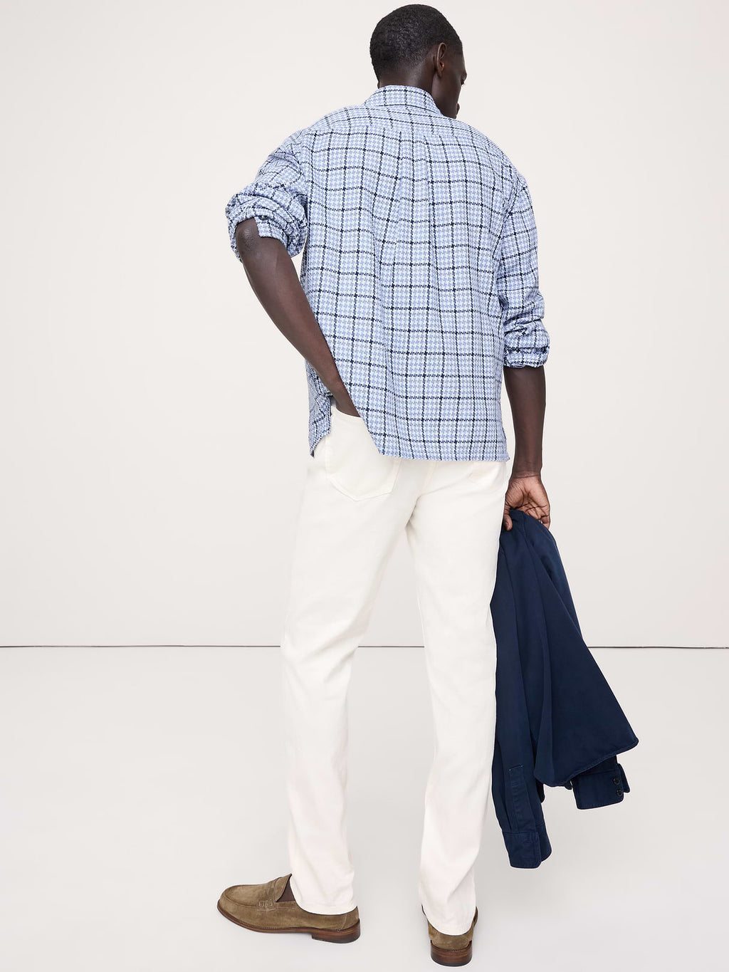 Slim Linen-Cotton Traveler Pant - White