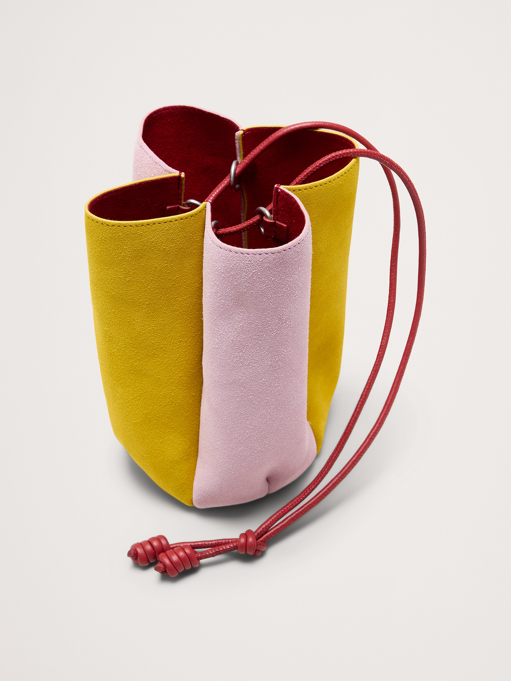 Color-block Suede Tulip Bag - Dusty Pink