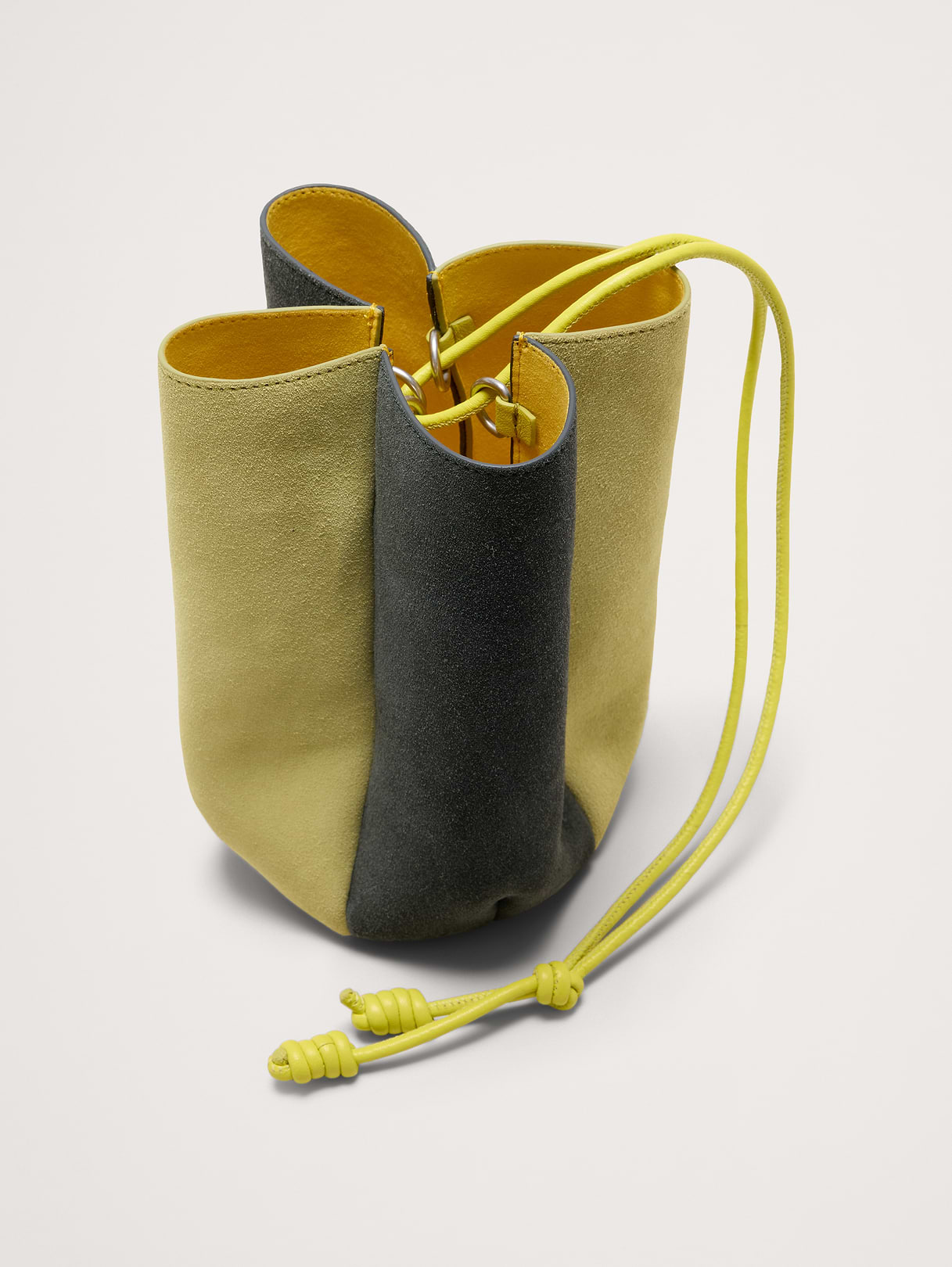 Color-block Suede Tulip Bag - Pistachio Green
