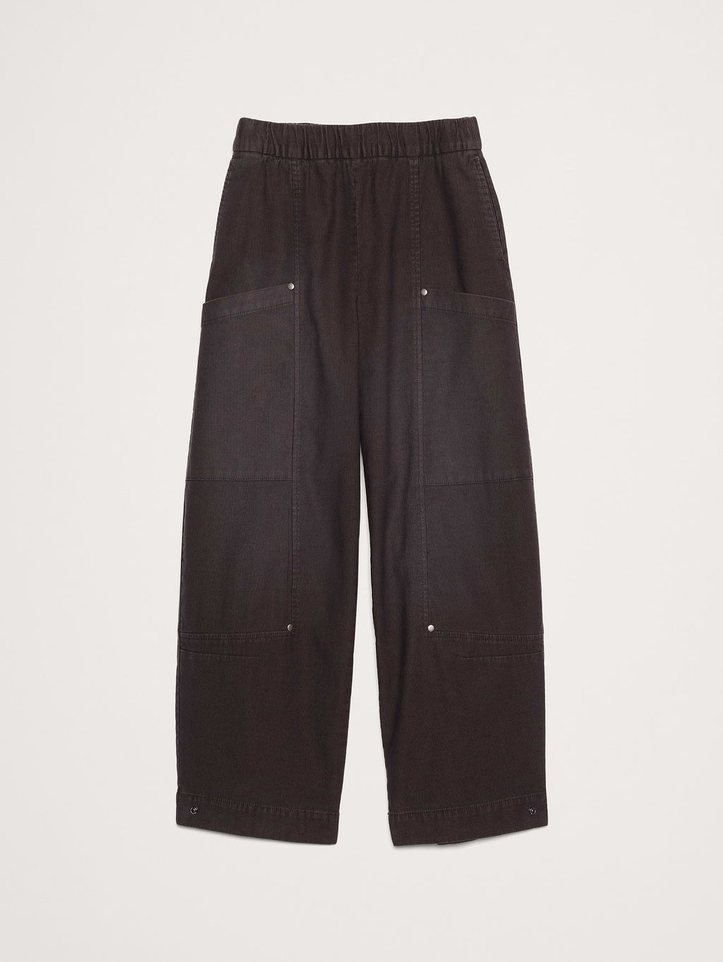 Wide-Leg Textured Twill Pull-On Pant - Molasses Brown