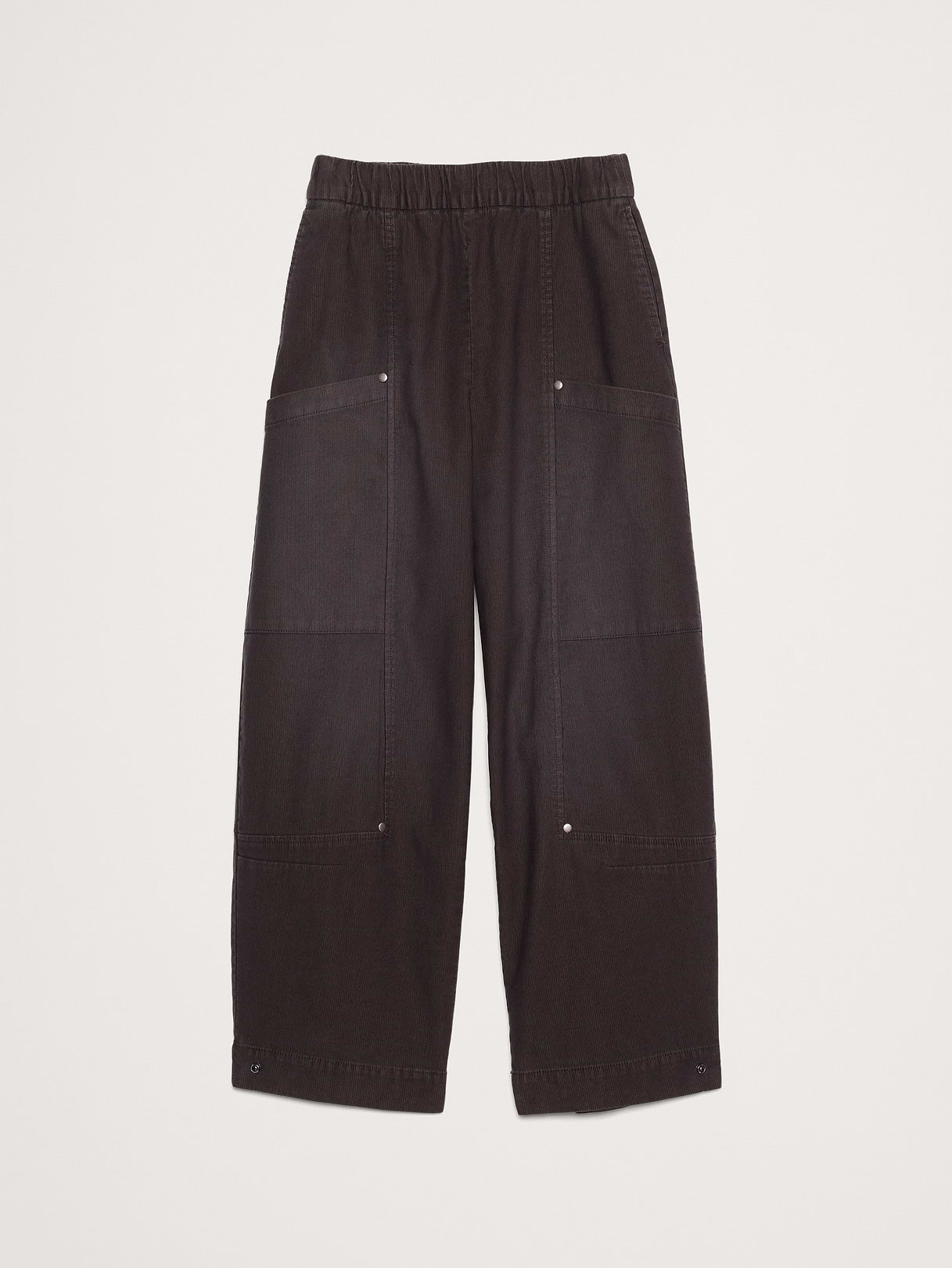 Wide-Leg Textured Twill Pull-On Pant - Molasses Brown