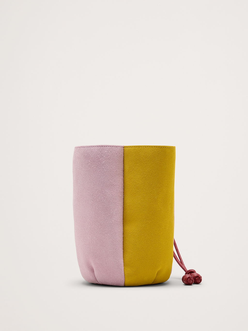 Color-block Suede Tulip Bag - Dusty Pink
