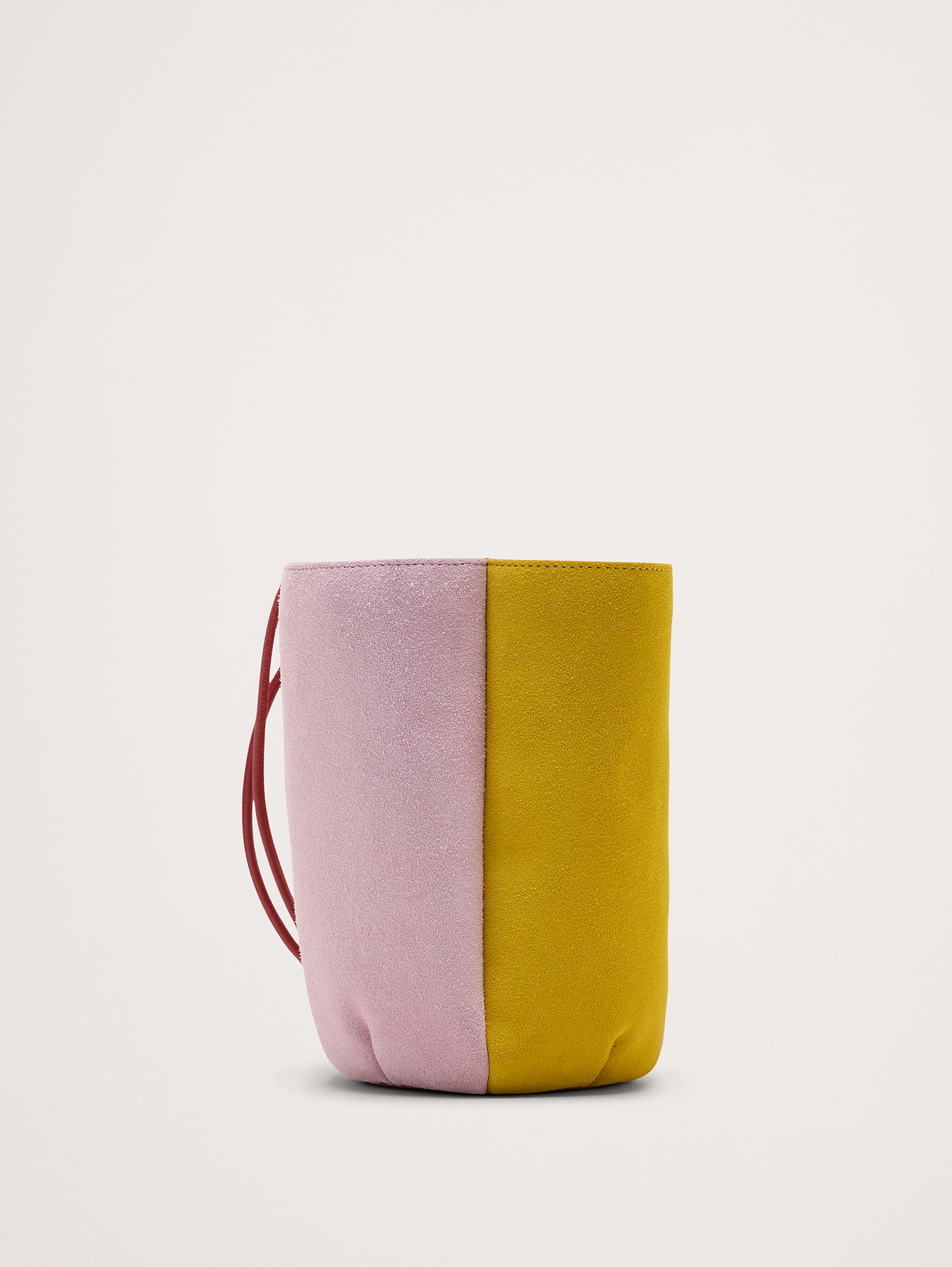 Color-block Suede Tulip Bag - Dusty Pink