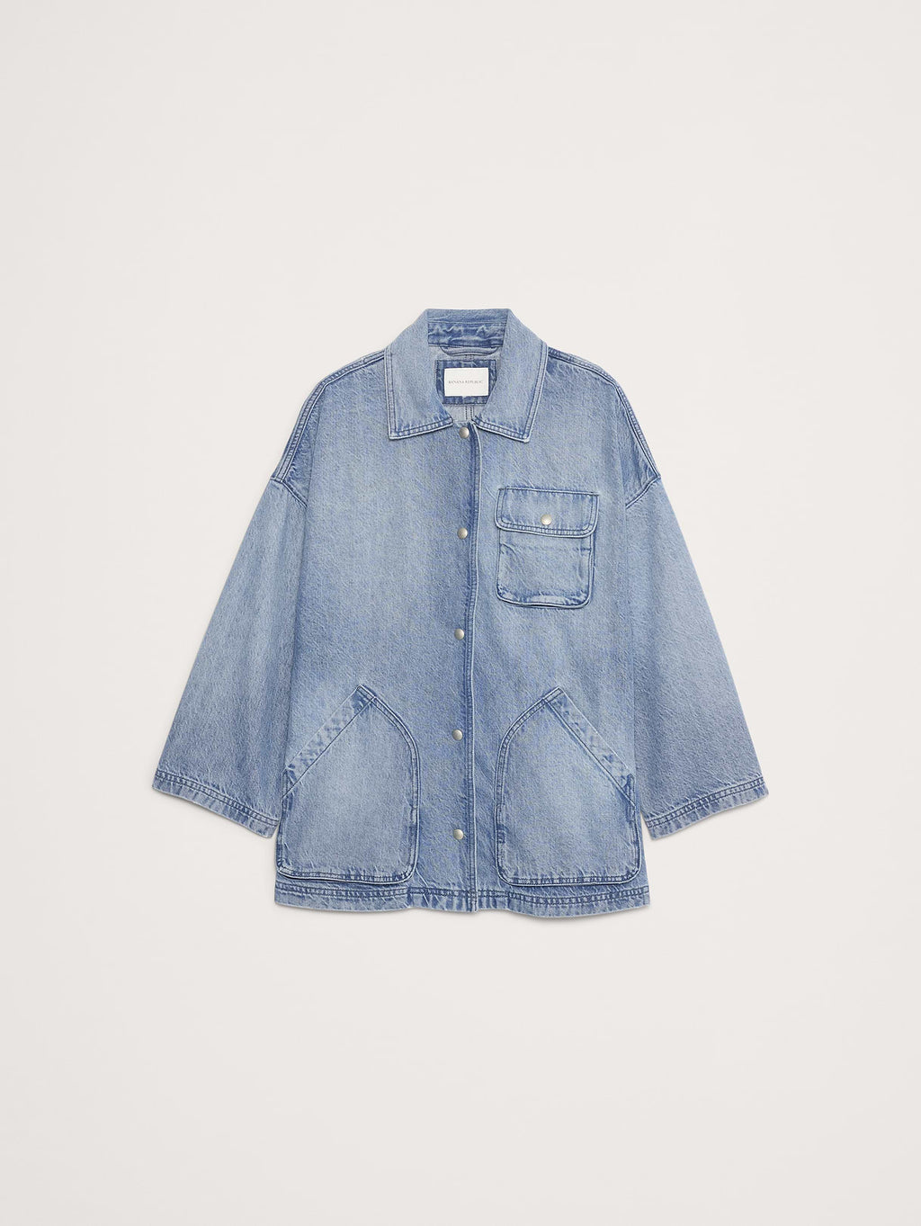 Washed Cotton Chore Jacket - Light Wash Denim