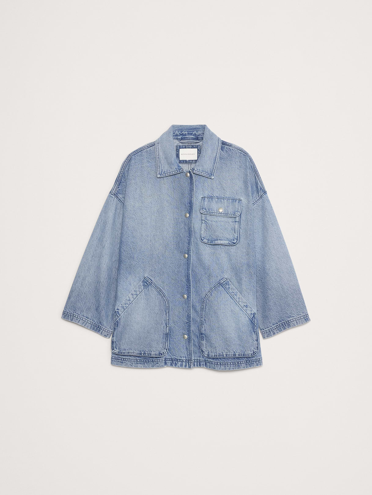 Washed Cotton Chore Jacket - Light Wash Denim