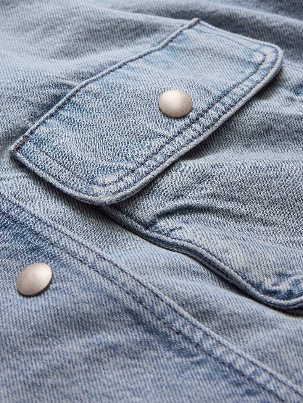 Washed Cotton Chore Jacket - Light Wash Denim