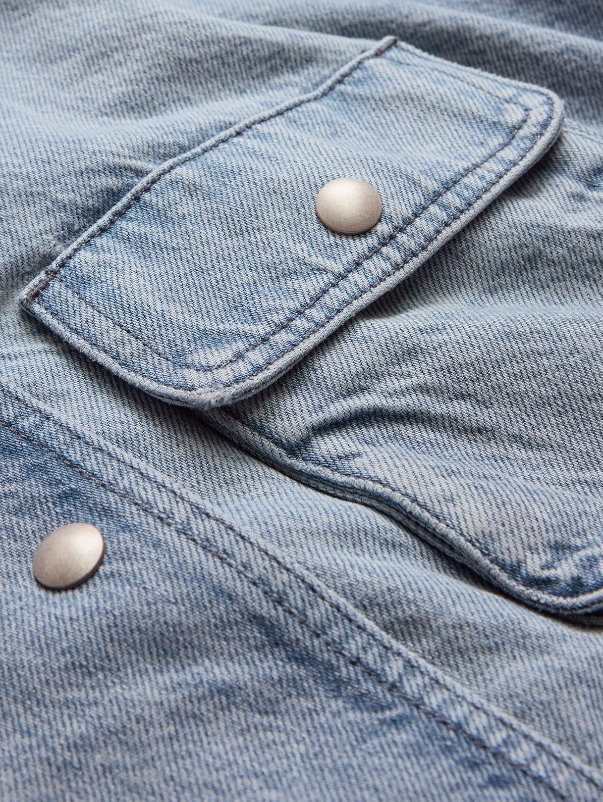 Washed Cotton Chore Jacket - Light Wash Denim