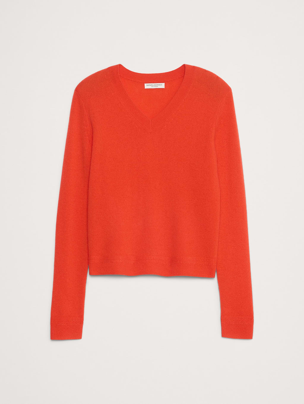 Lightweight Cashmere V-Neck Sweater - Ojai Orange