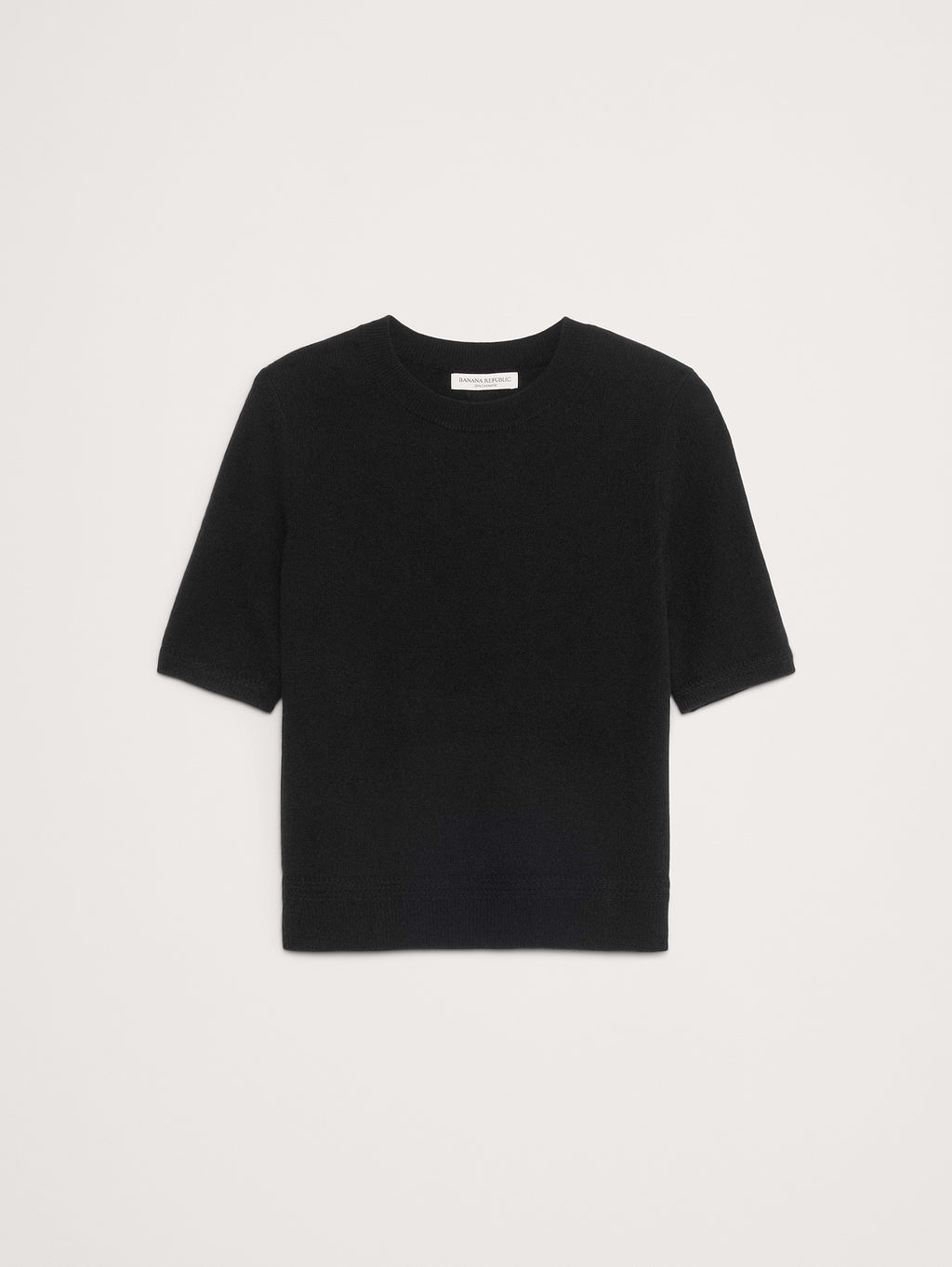 Lightweight Cashmere Short-Sleeve Sweater - Black