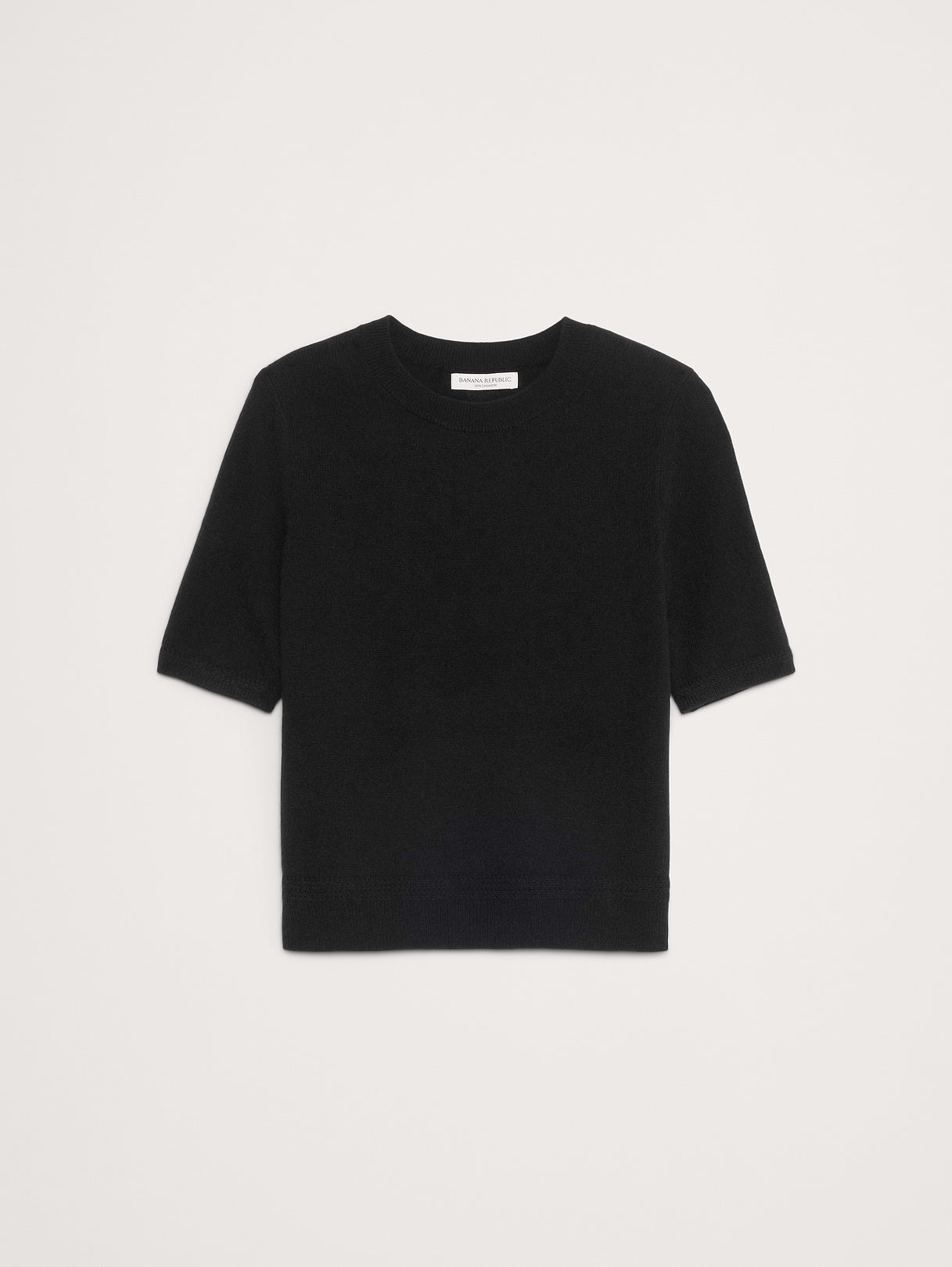 Lightweight Cashmere Short-Sleeve Sweater - Black