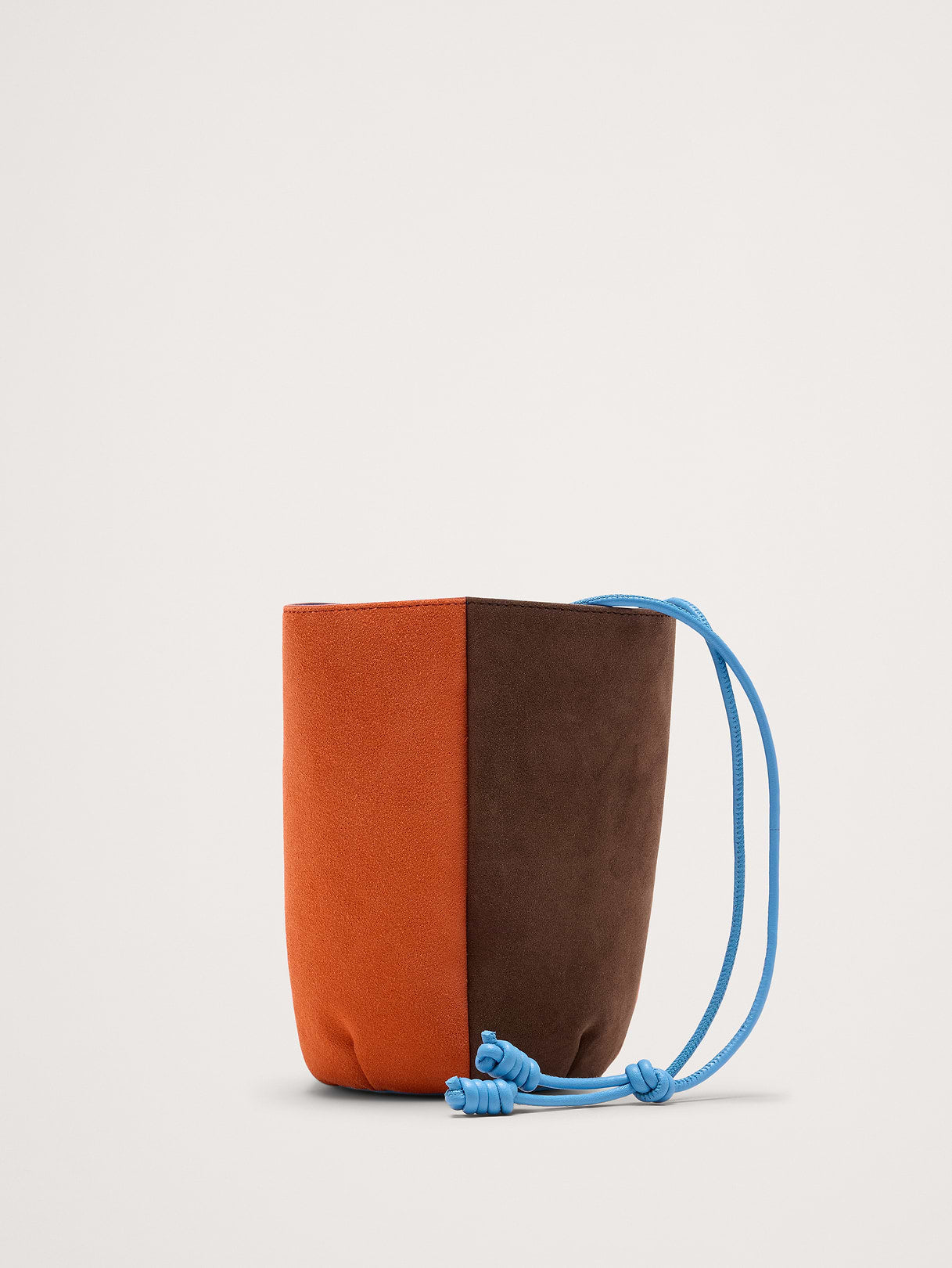 Color-block Suede Tulip Bag - Burnt Orange