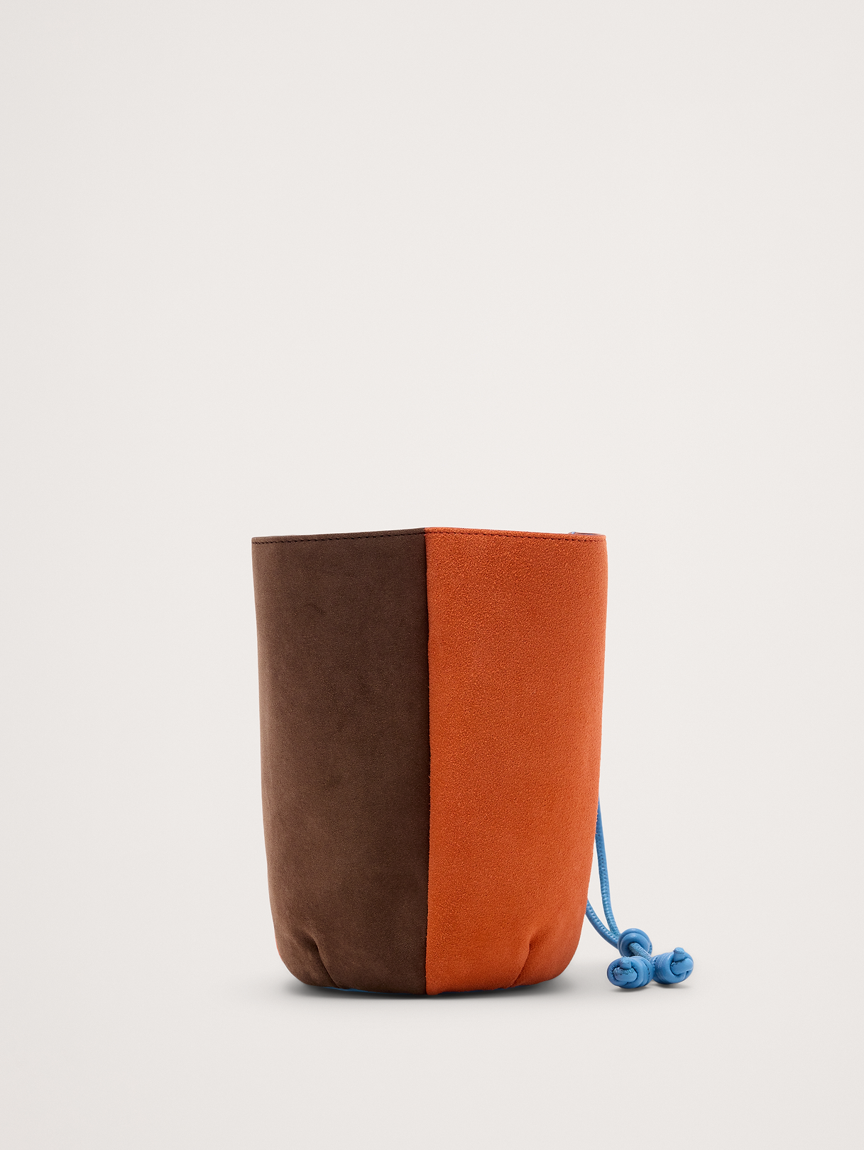Color-block Suede Tulip Bag - Burnt Orange