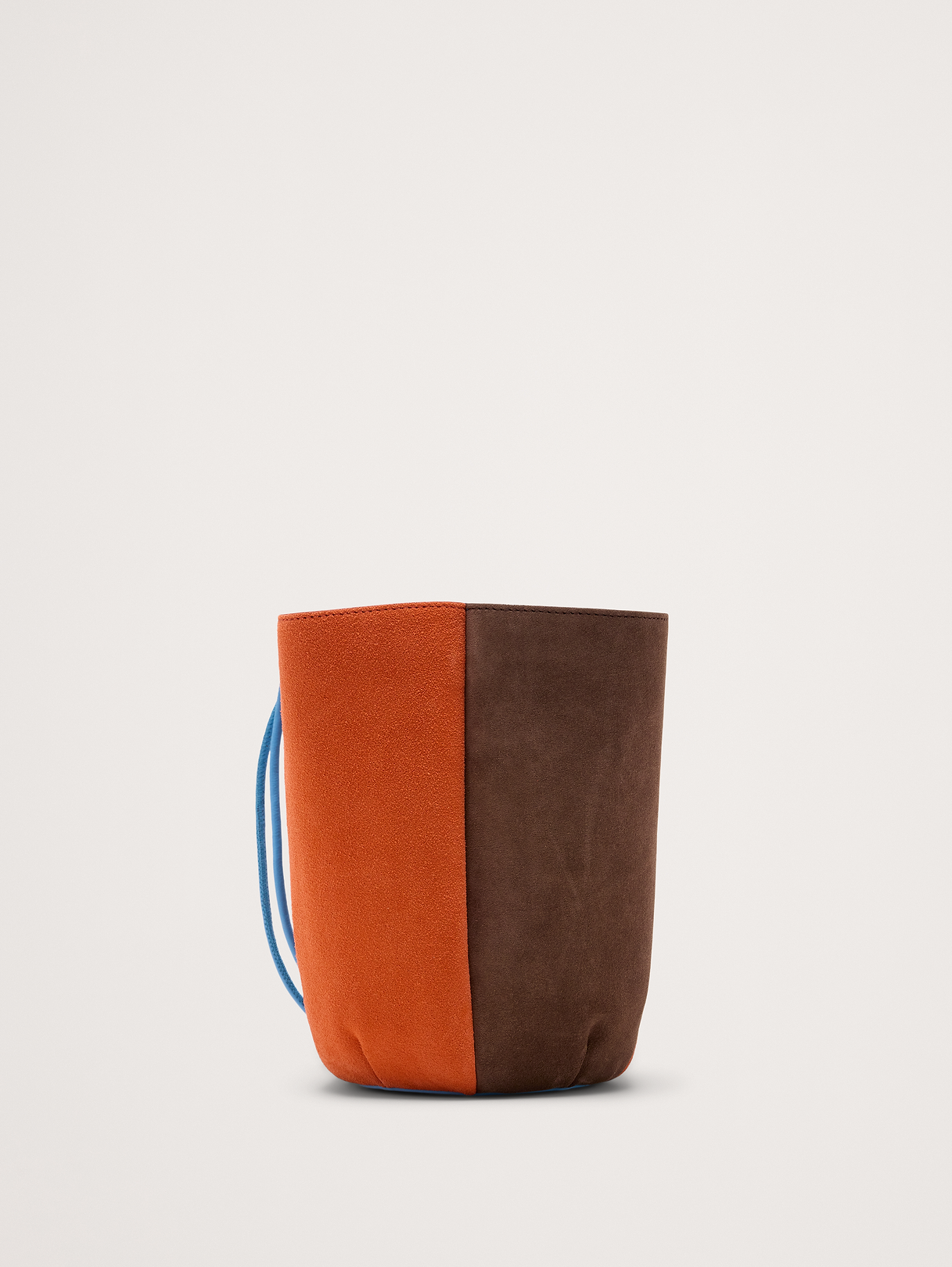 Color-block Suede Tulip Bag - Burnt Orange