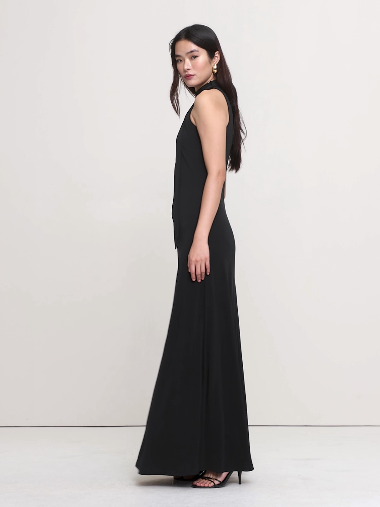 Matte Jersey Cowl-Neck Maxi Dress - Black