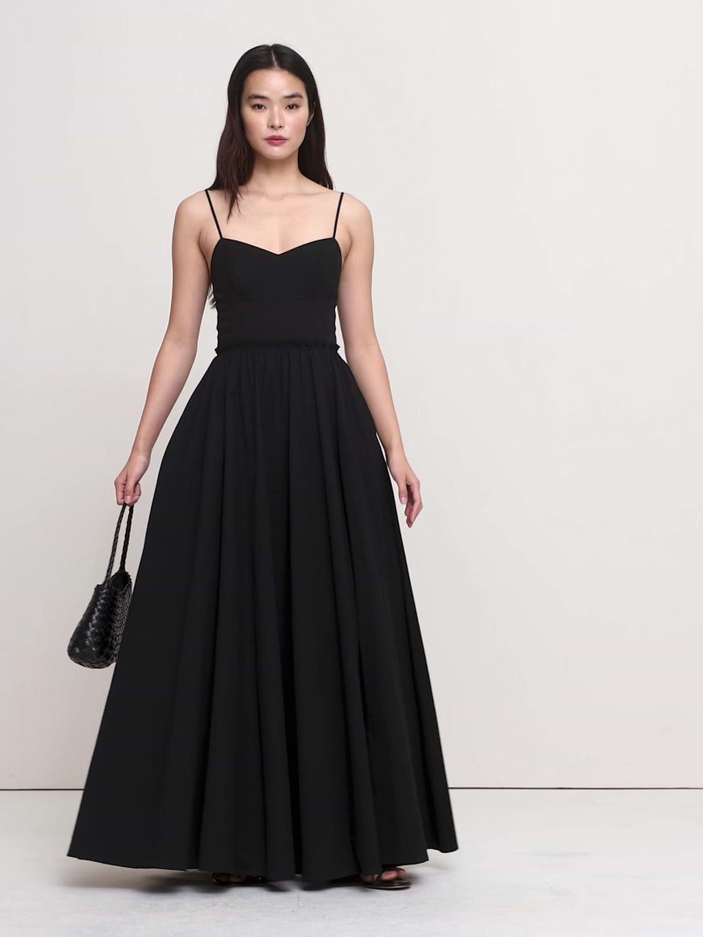 Soft Cotton Corset Maxi Dress - Black