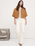 Oversized Short Suede Jacket - Camel