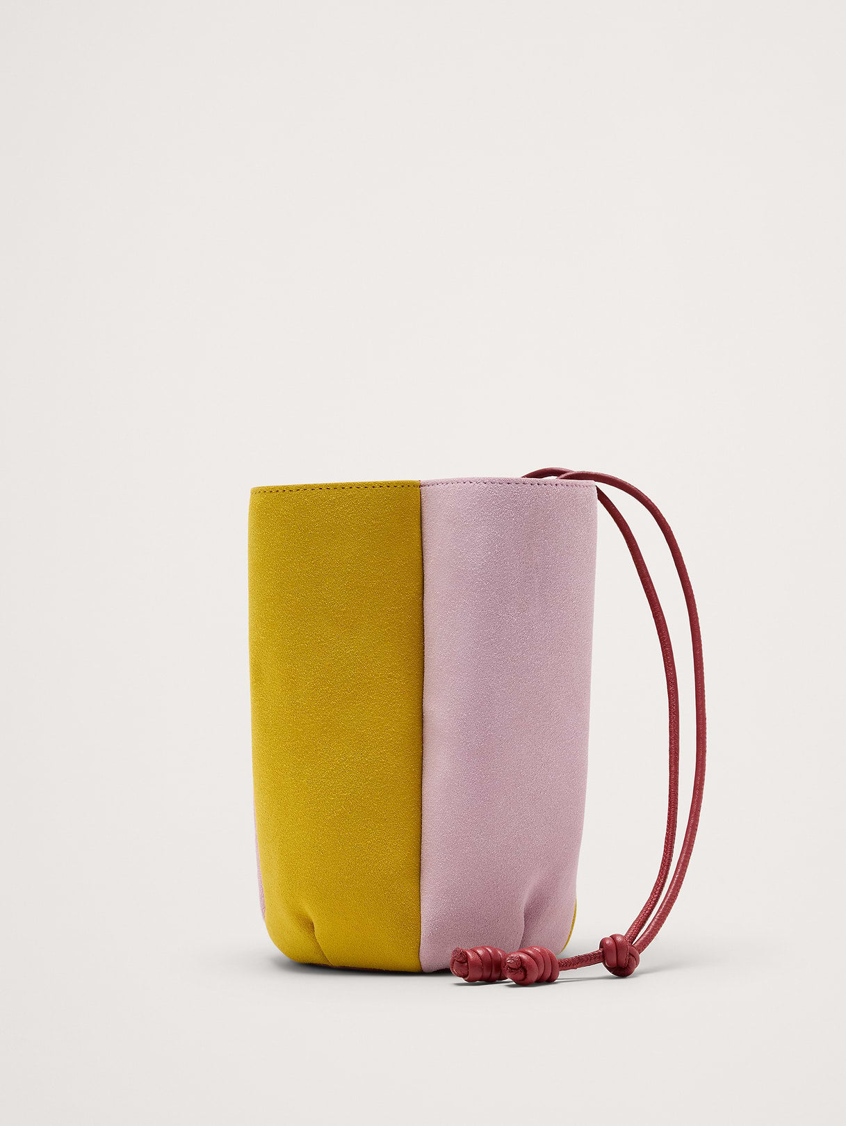 Color-block Suede Tulip Bag - Dusty Pink