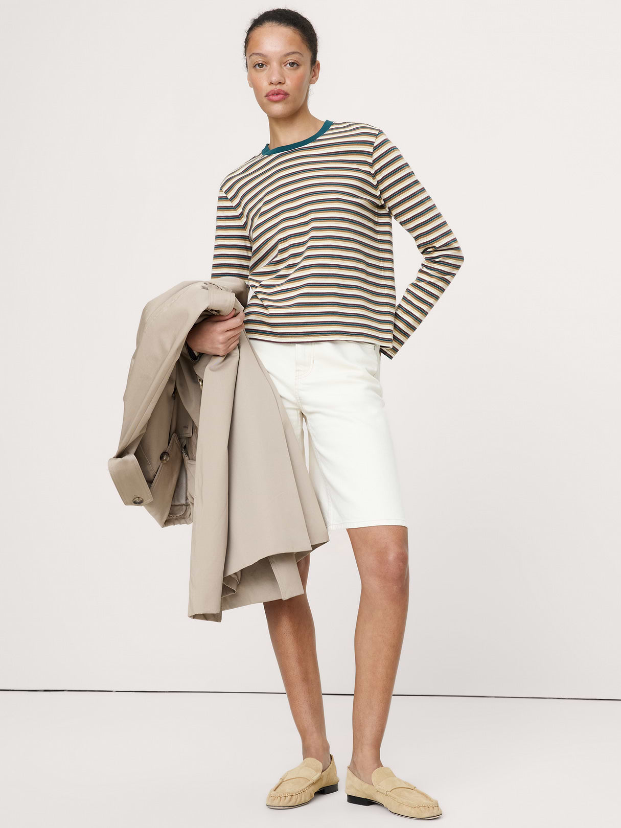 Vintage Cotton Long-Sleeve T-Shirt - Dawn Blue Stripe
