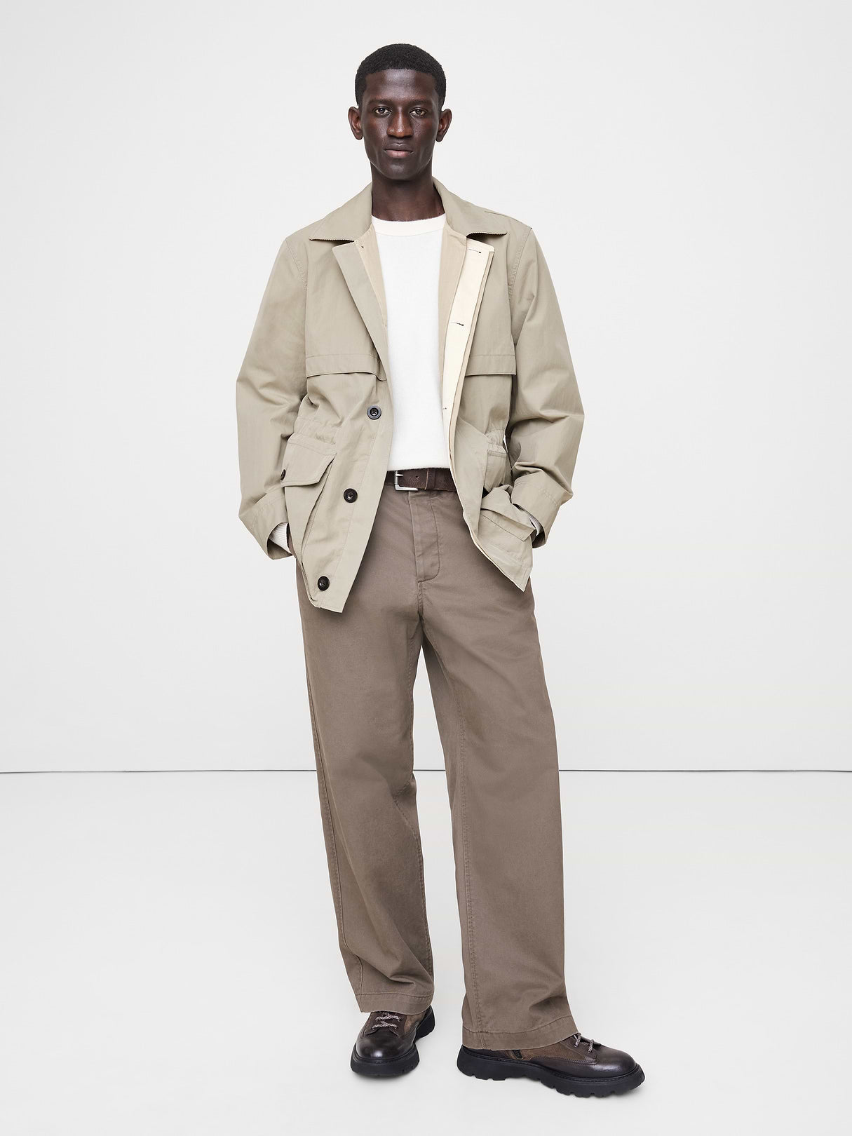 Cotton-Nylon Field Jacket - Stone Beige
