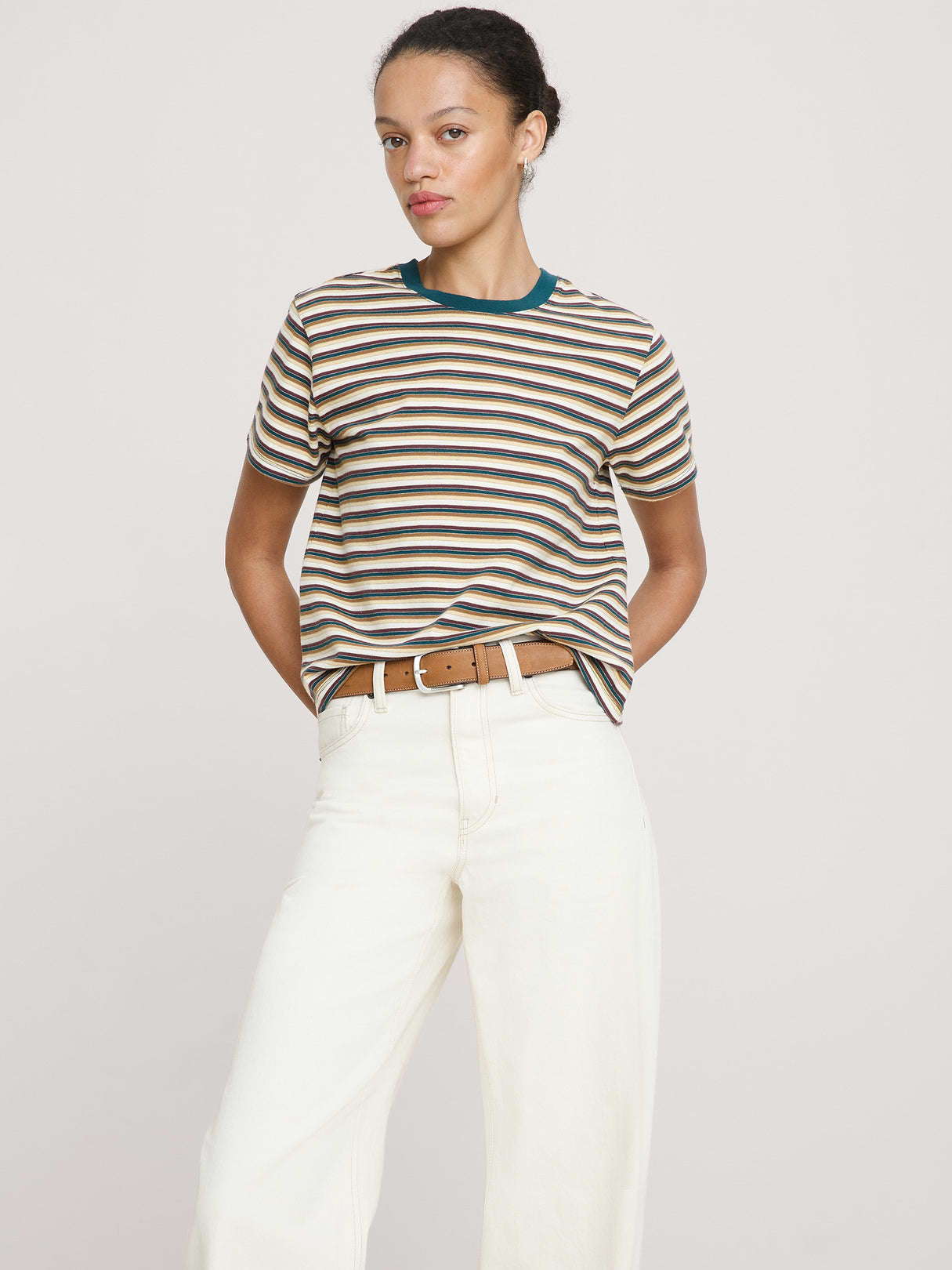 Vintage Cotton Crew-Neck T-Shirt - Dawn Blue Stripe