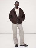 Hemp-Cotton Canvas Insulated Bomber Jacket - Dark Brown