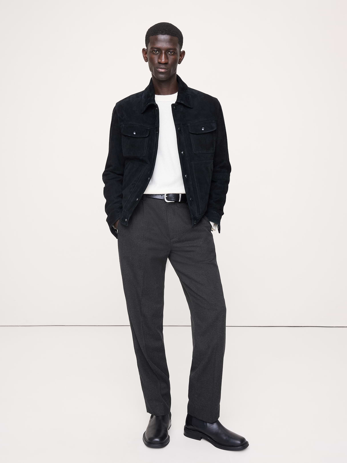 Athletic Textured Dress Pant - Black & Charcoal Gray