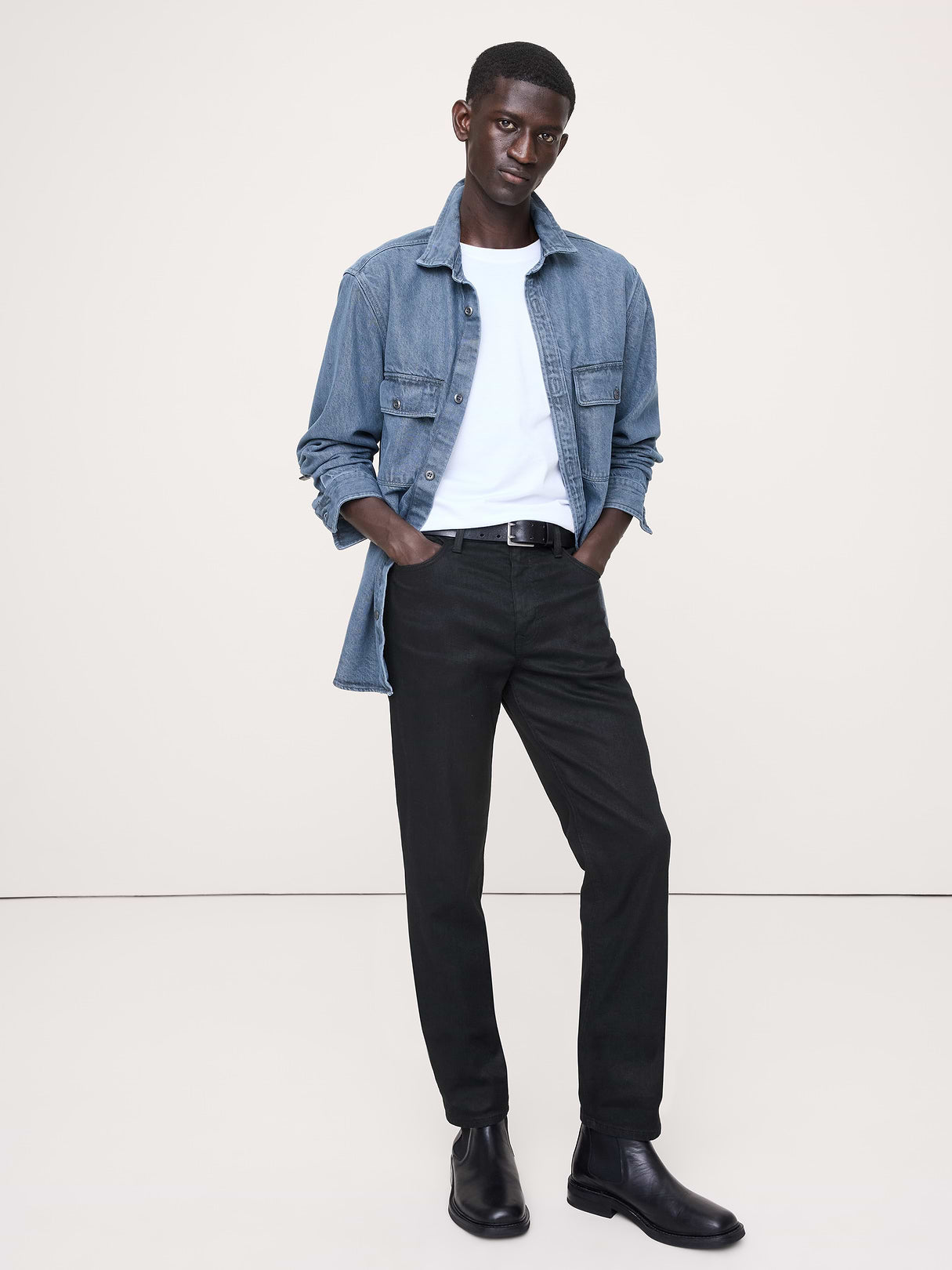 Slim Linen-Cotton Traveler Pant - Black