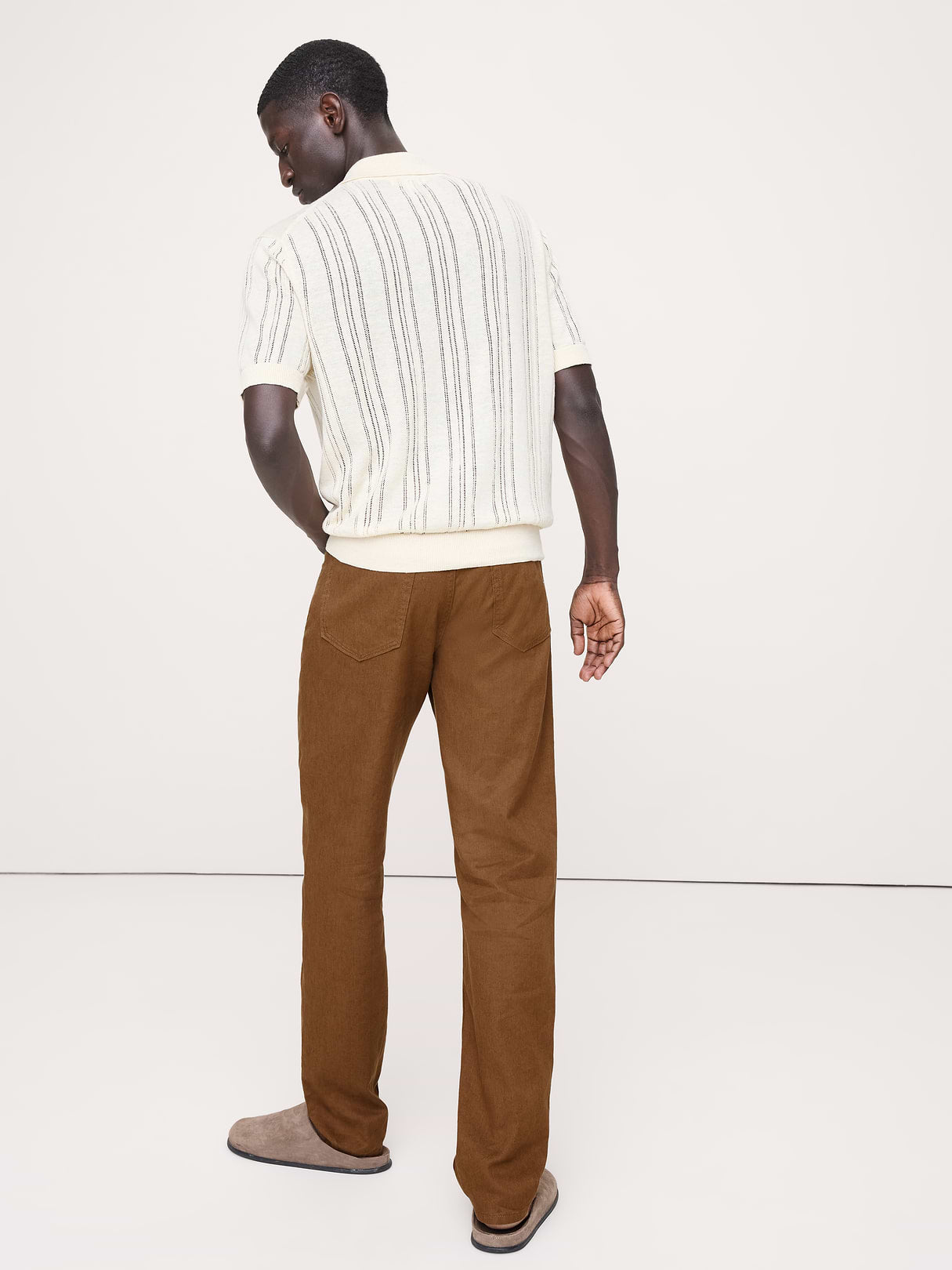 Slim Linen-Cotton Traveler Pant - Cinnamon Coffee Brown