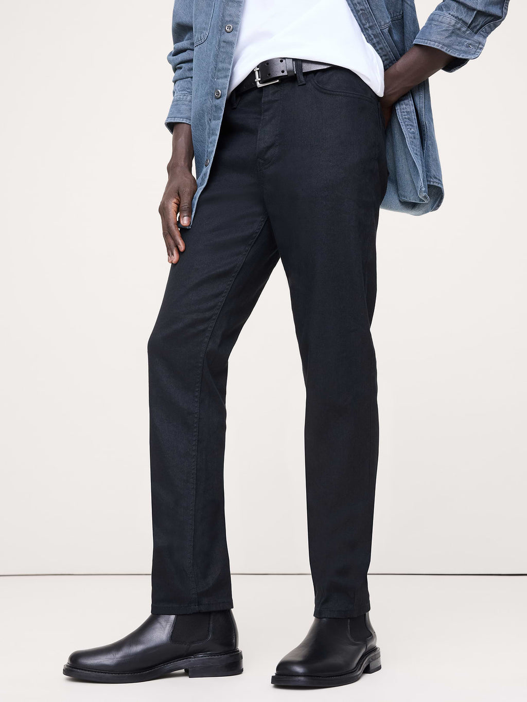 Slim Linen-Cotton Traveler Pant - Black