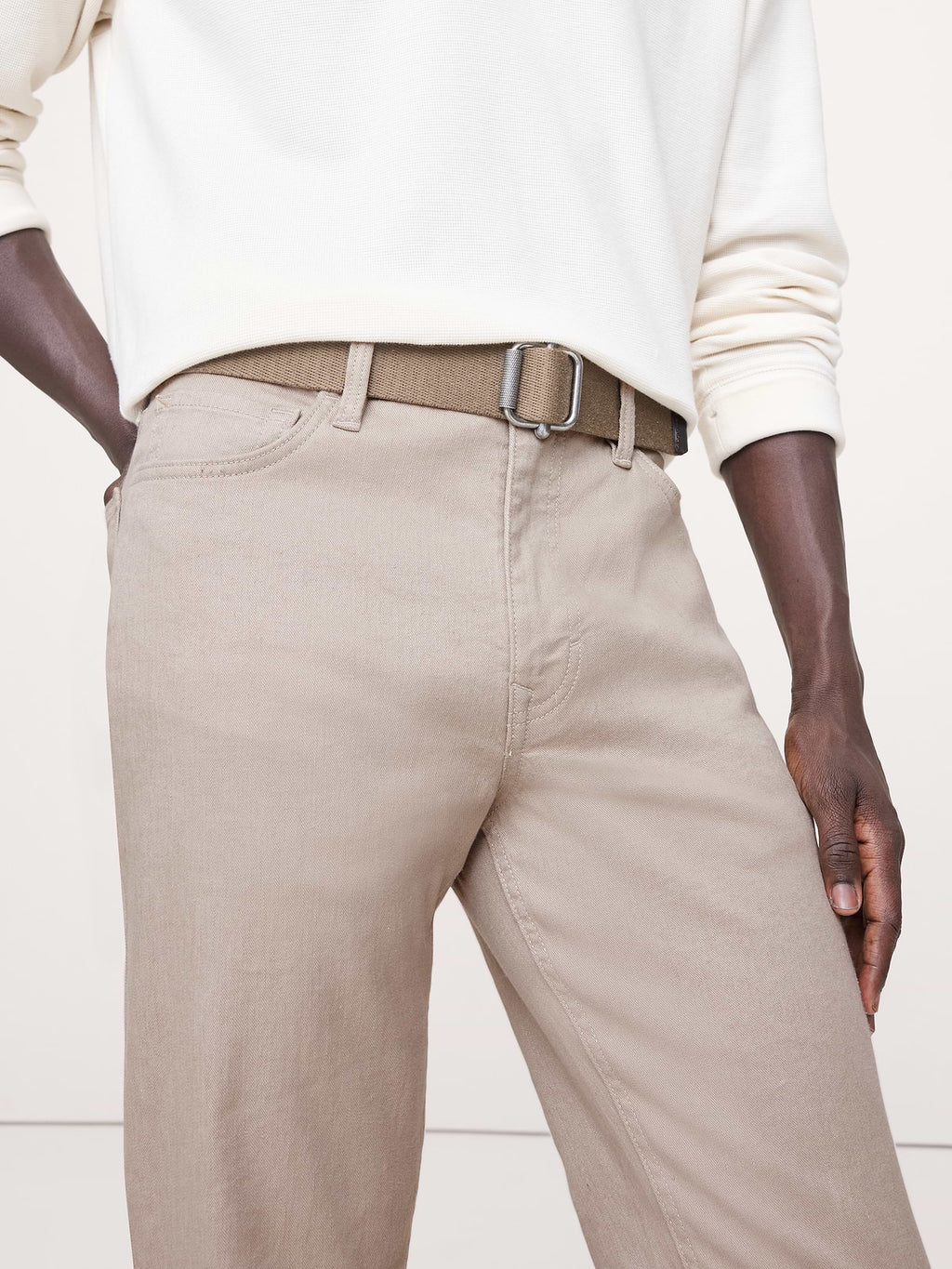 Slim Linen-Cotton Traveler Pant - Khaki Beige
