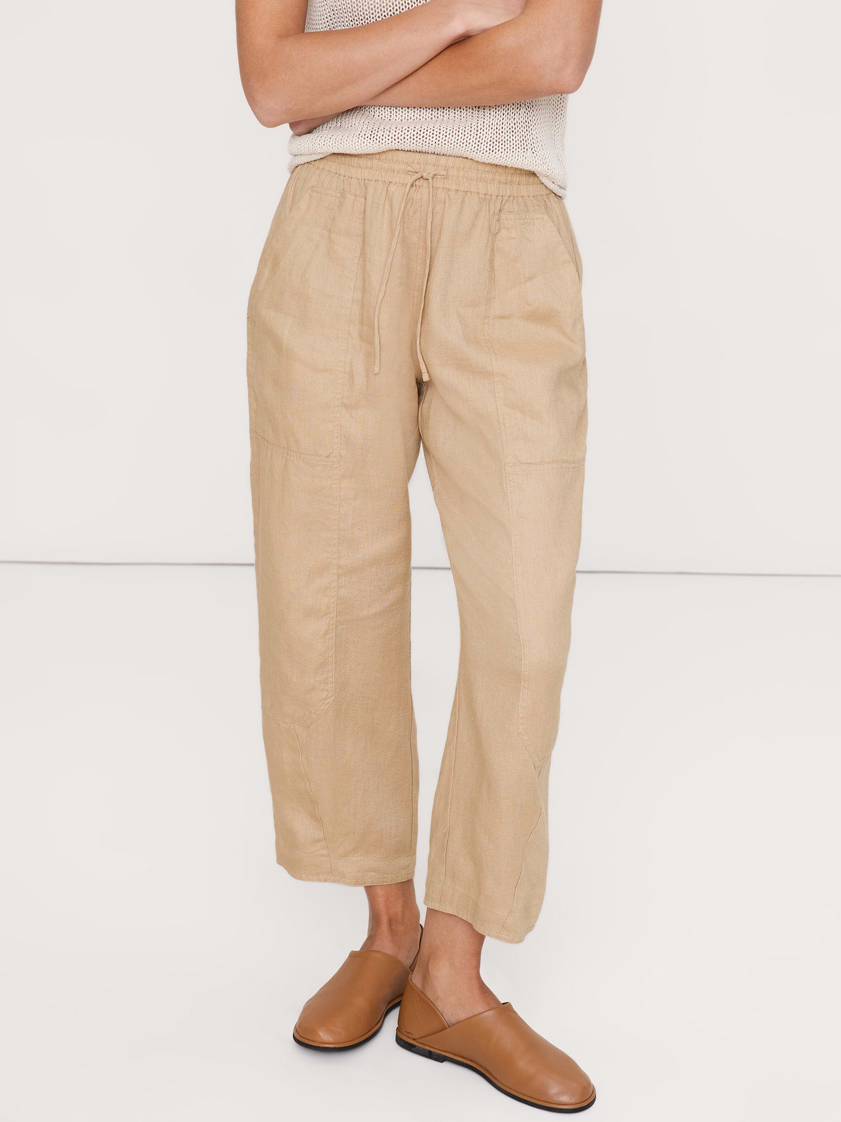 Italian Leather Slip-On Flats - Tan