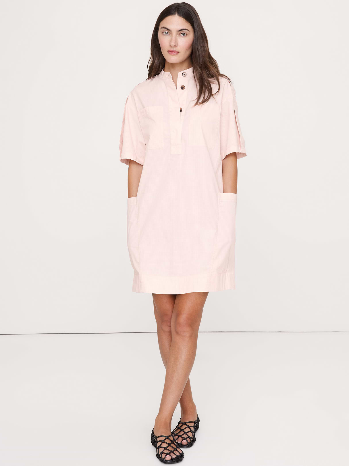 Utility Shift Mini Dress - Mellow Pink