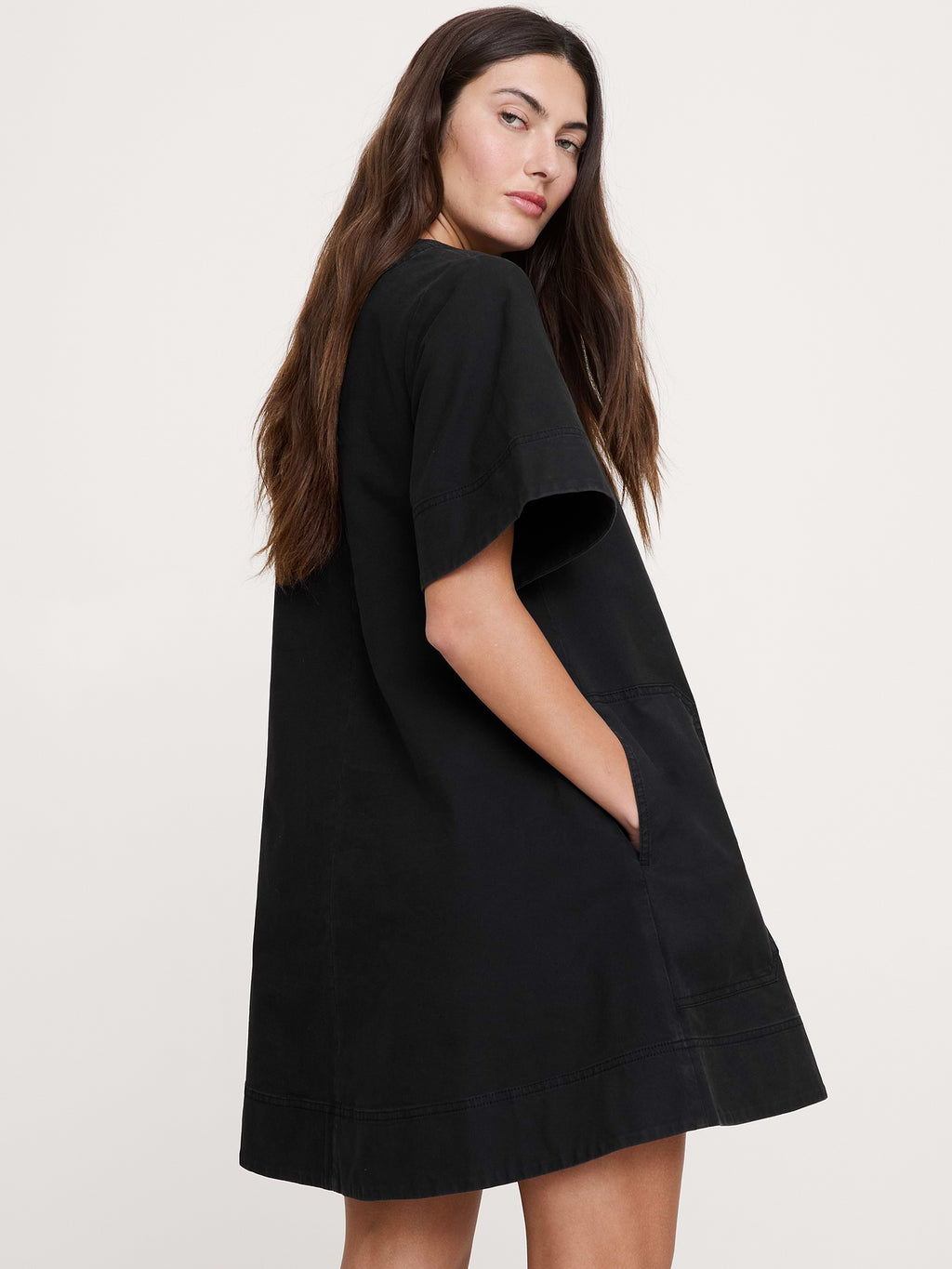 Cotton Canvas Mini Dress - Black