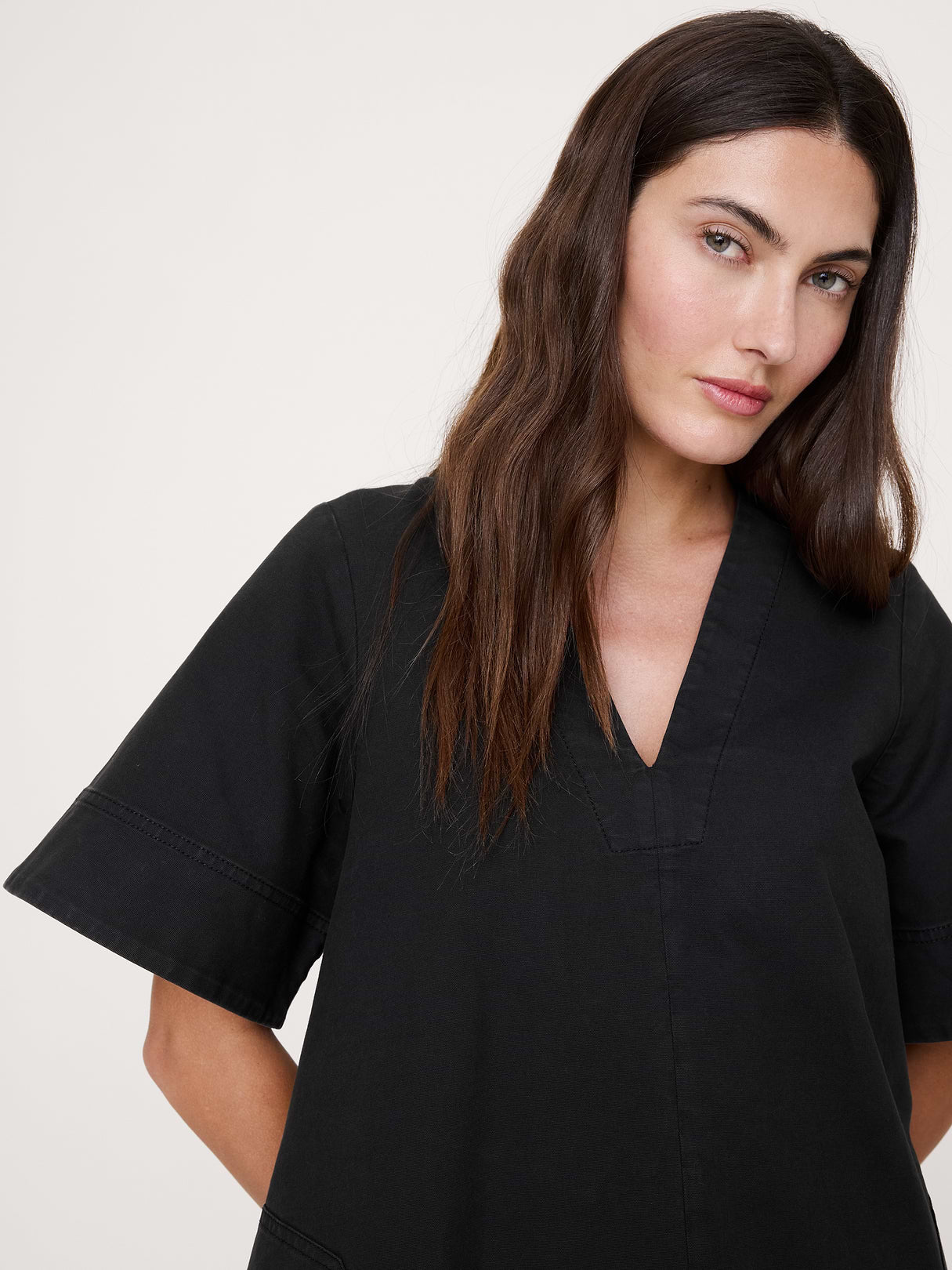 Cotton Canvas Mini Dress - Black