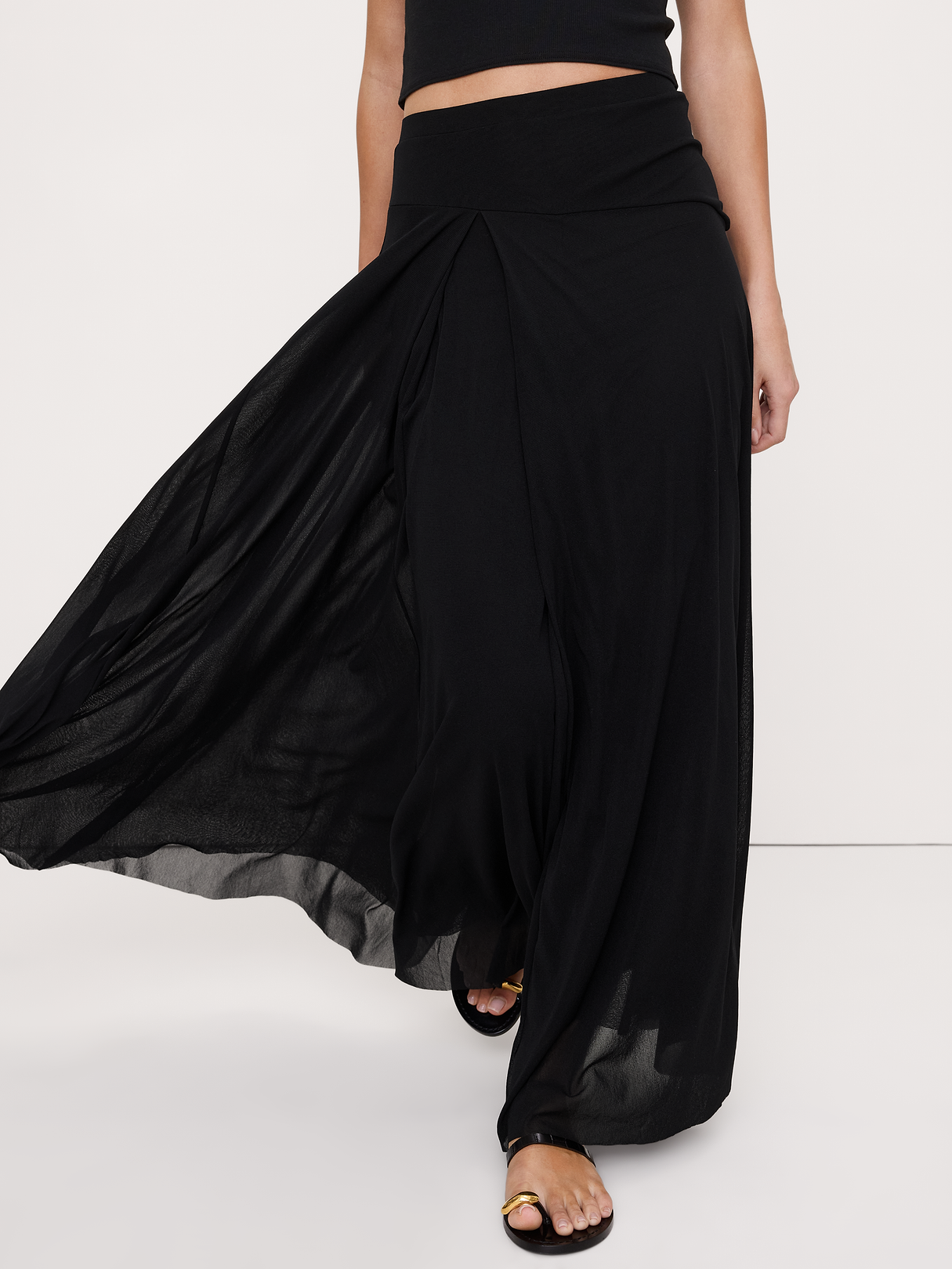 Mesh Maxi Skirt - Black