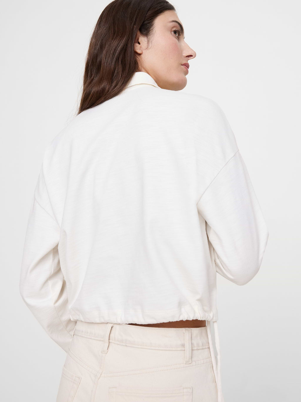 Heavy Cotton Slub Cropped Polo - White