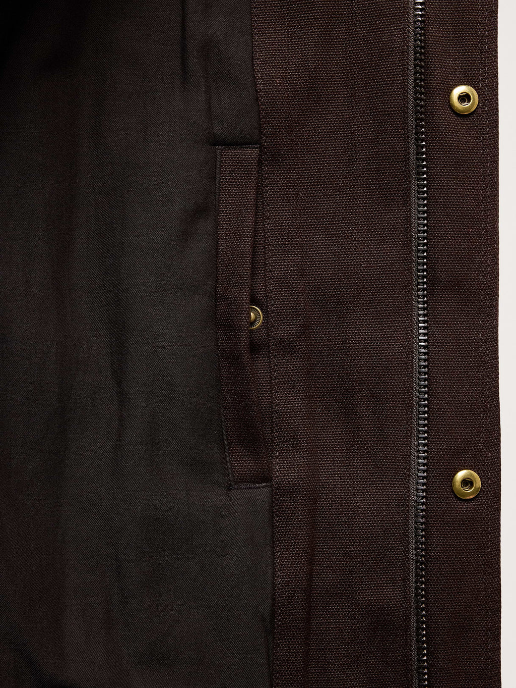 Hemp-Cotton Canvas Insulated Bomber Jacket - Dark Brown