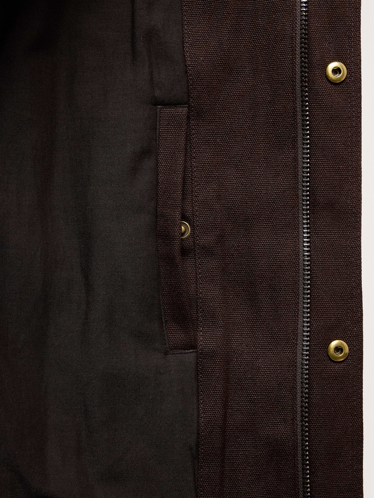 Hemp-Cotton Canvas Insulated Bomber Jacket - Dark Brown