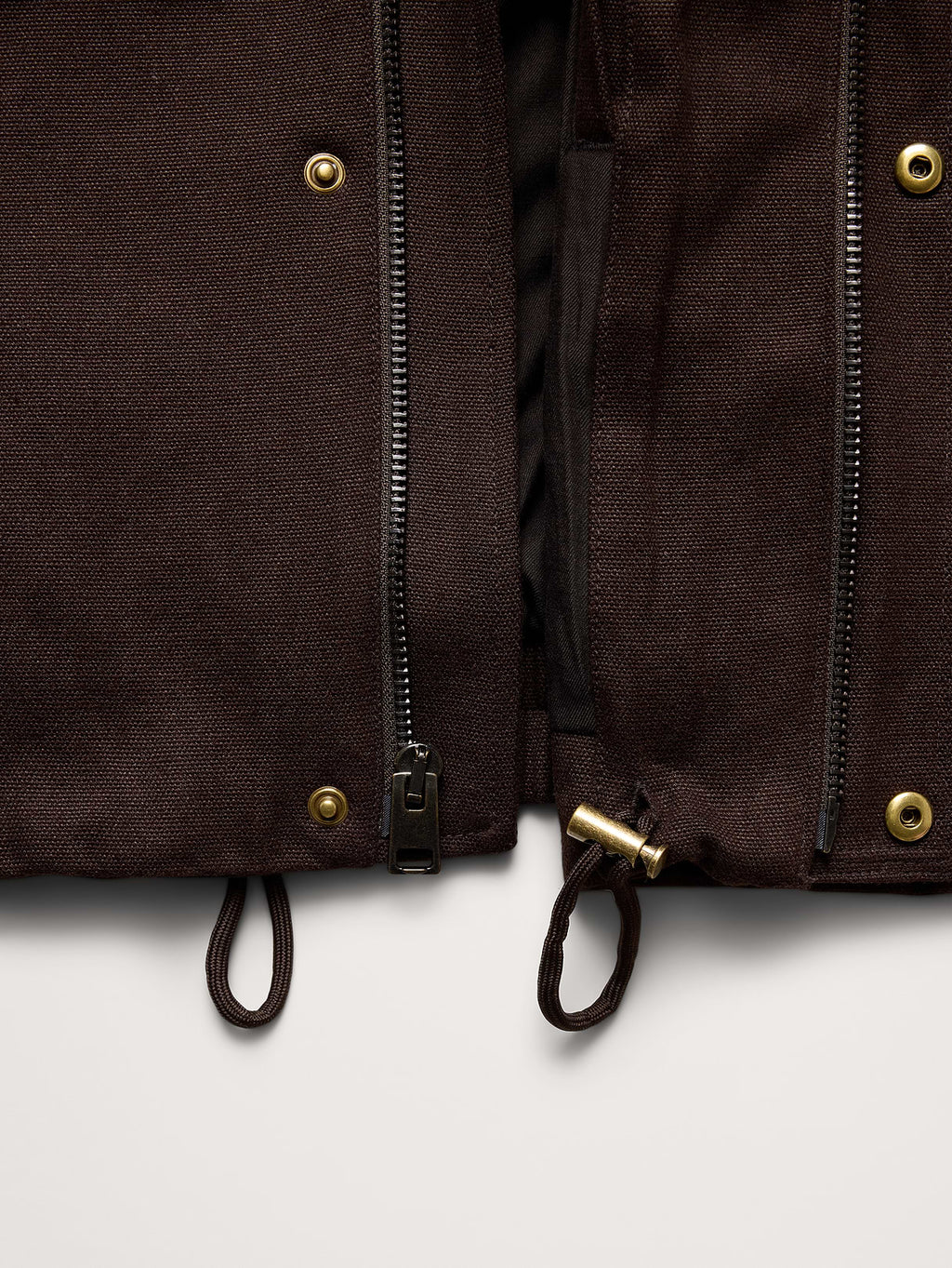 Hemp-Cotton Canvas Insulated Bomber Jacket - Dark Brown