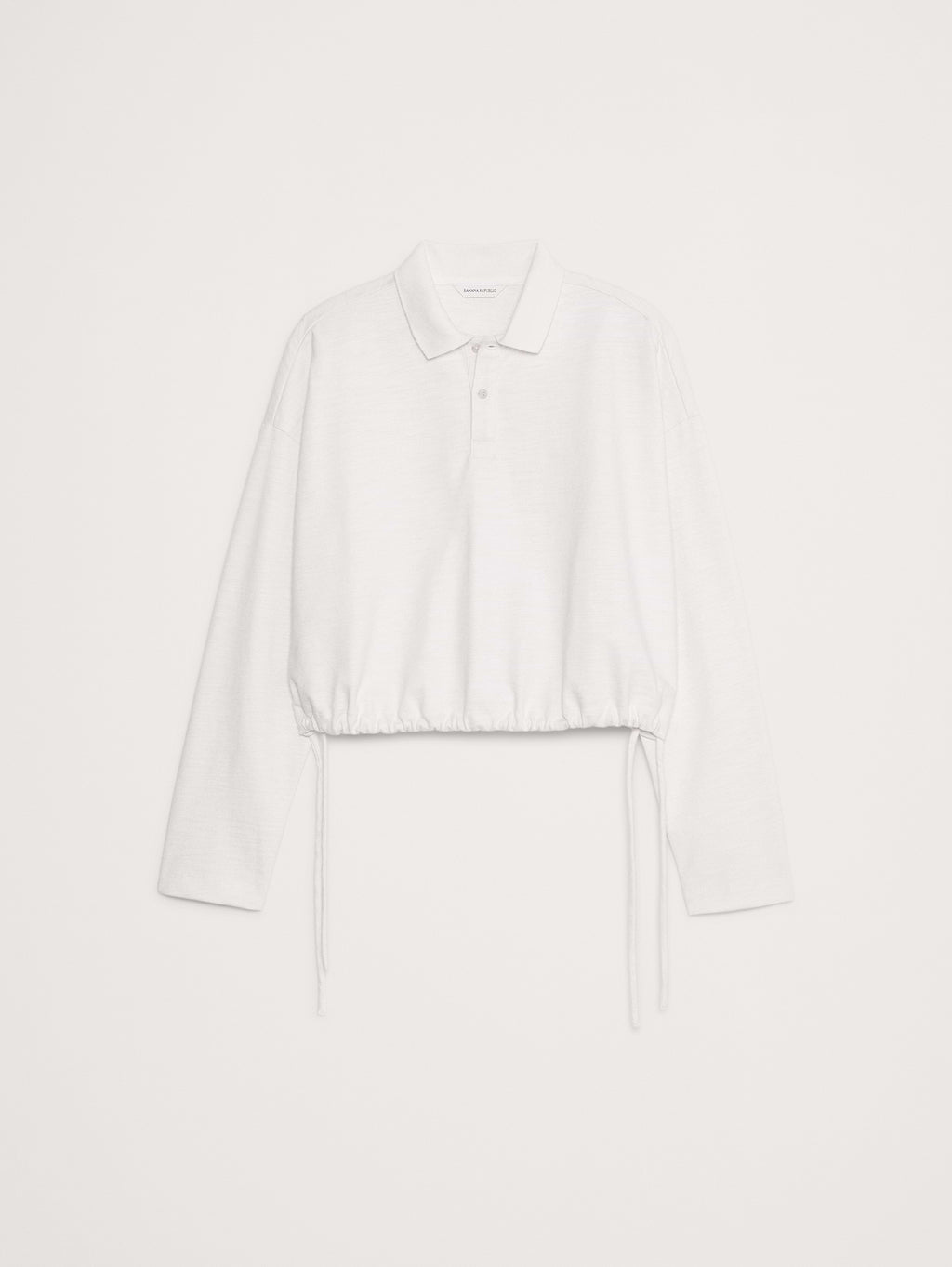 Heavy Cotton Slub Cropped Polo - White