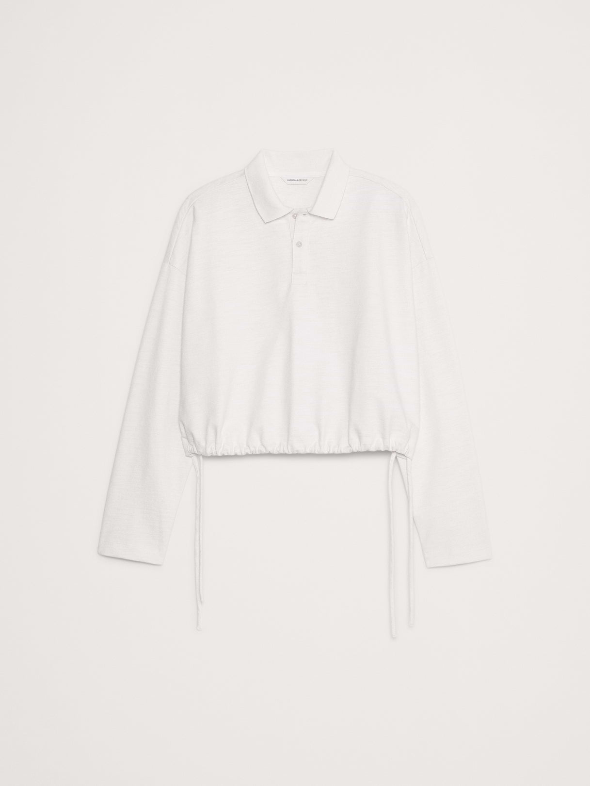Heavy Cotton Slub Cropped Polo - White