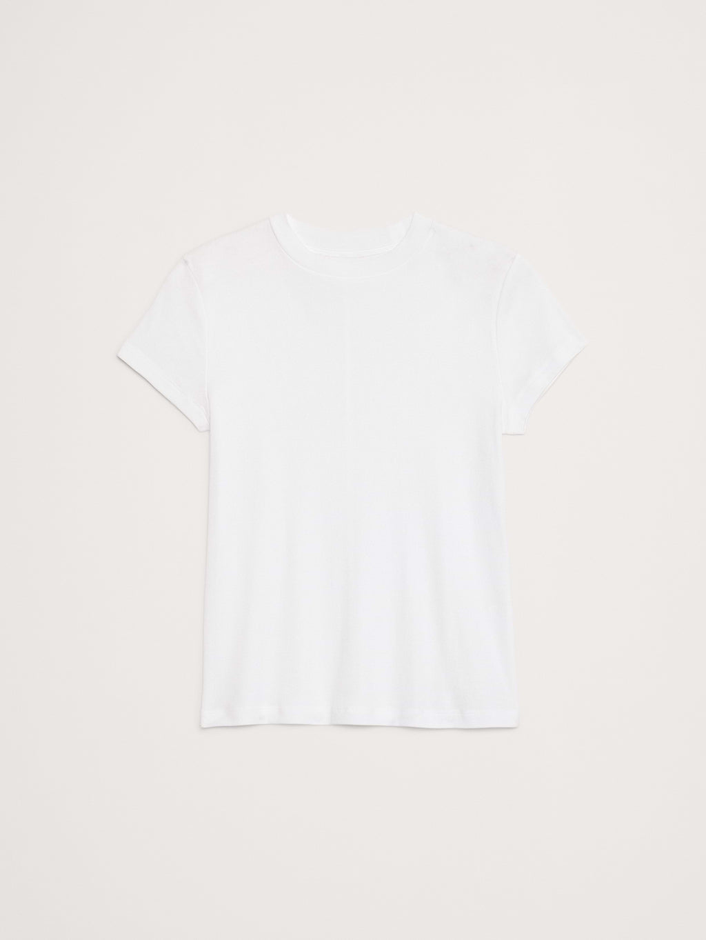 Airy Cotton Mock-Neck T-Shirt - White