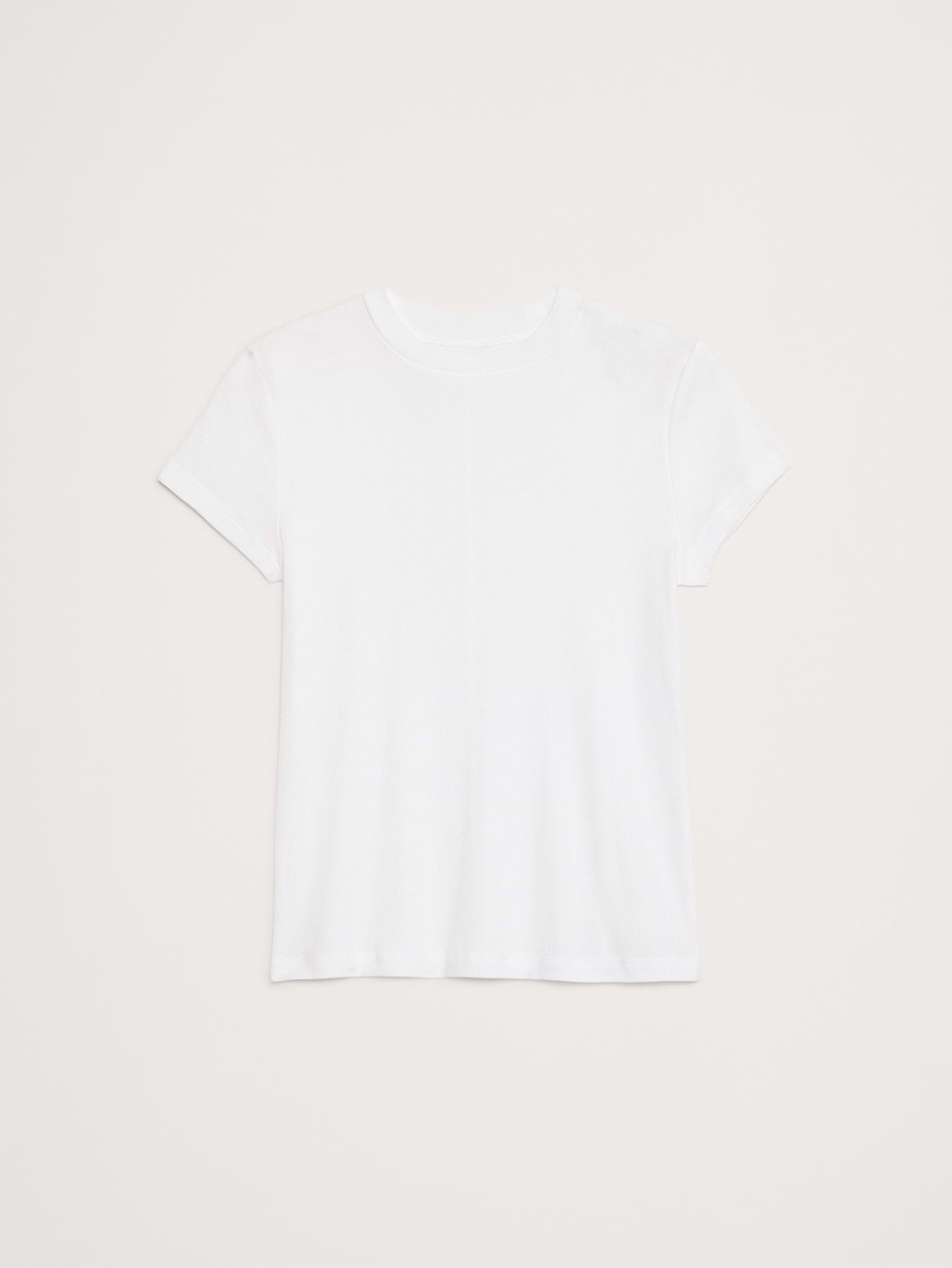 Airy Cotton Mock-Neck T-Shirt - White