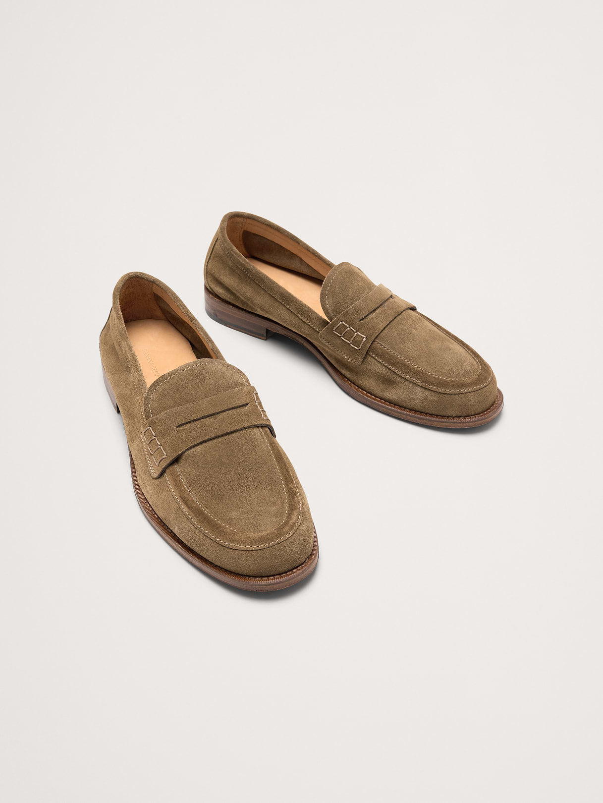 Italian Suede Penny Loafer - Sage Green
