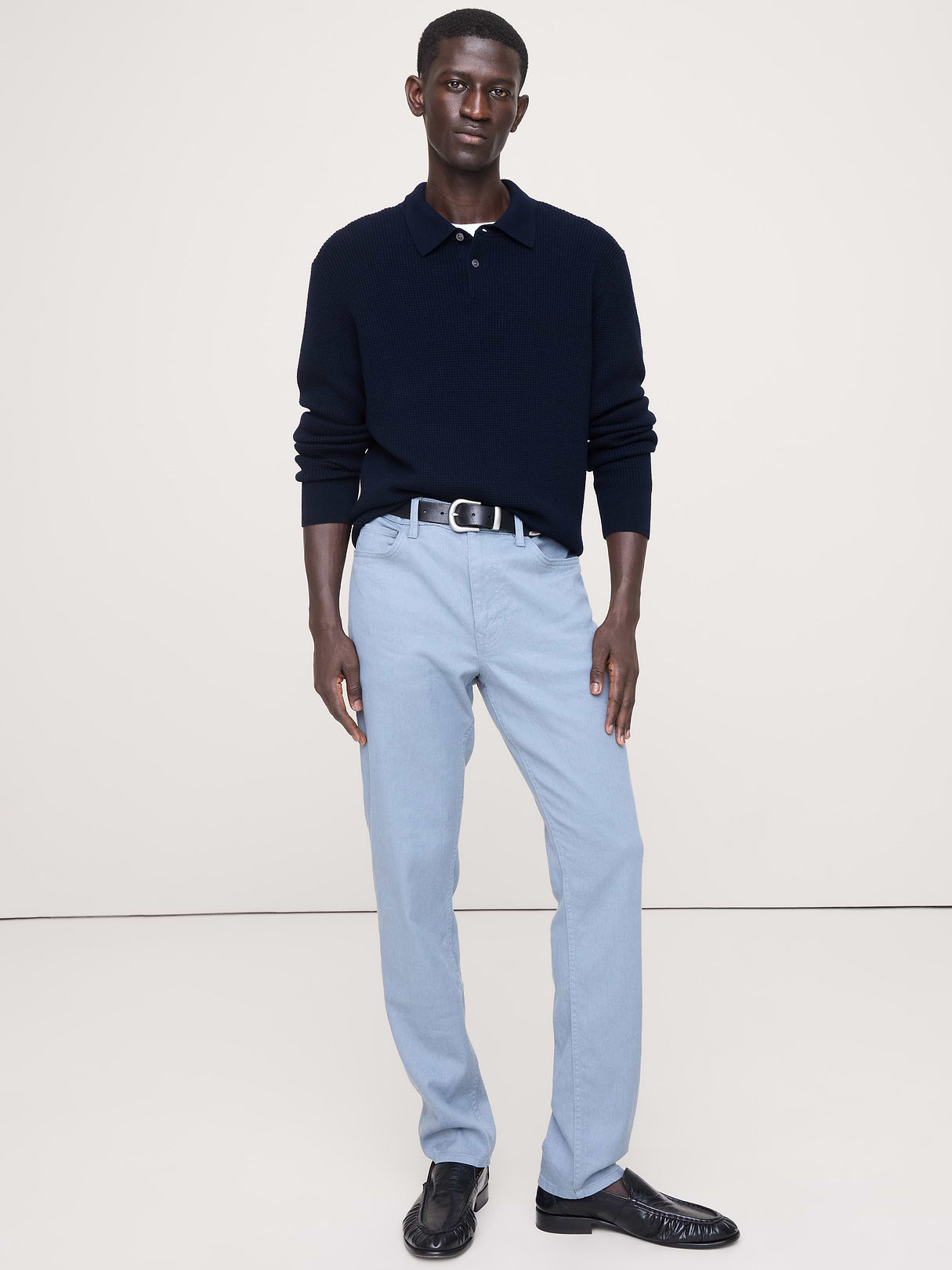 Slim Linen-Cotton Traveler Pant - Blue Gray