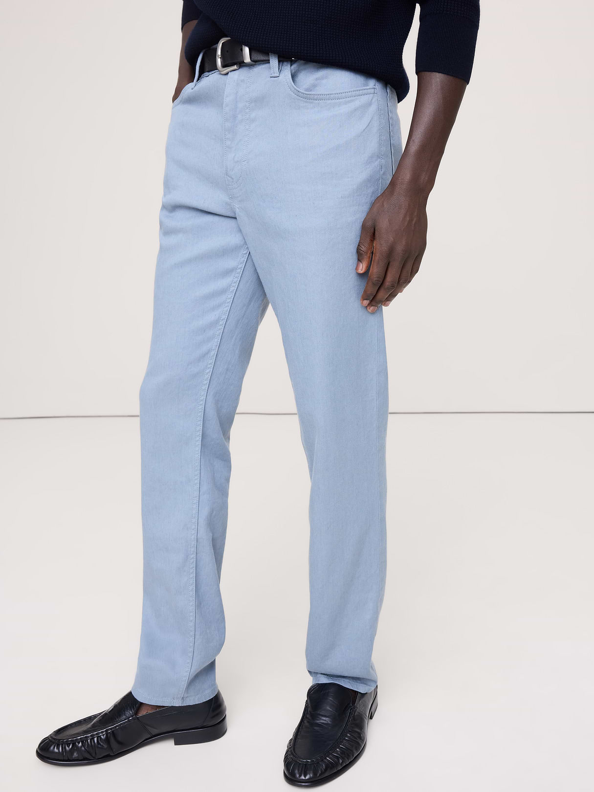 Slim Linen-Cotton Traveler Pant - Blue Gray