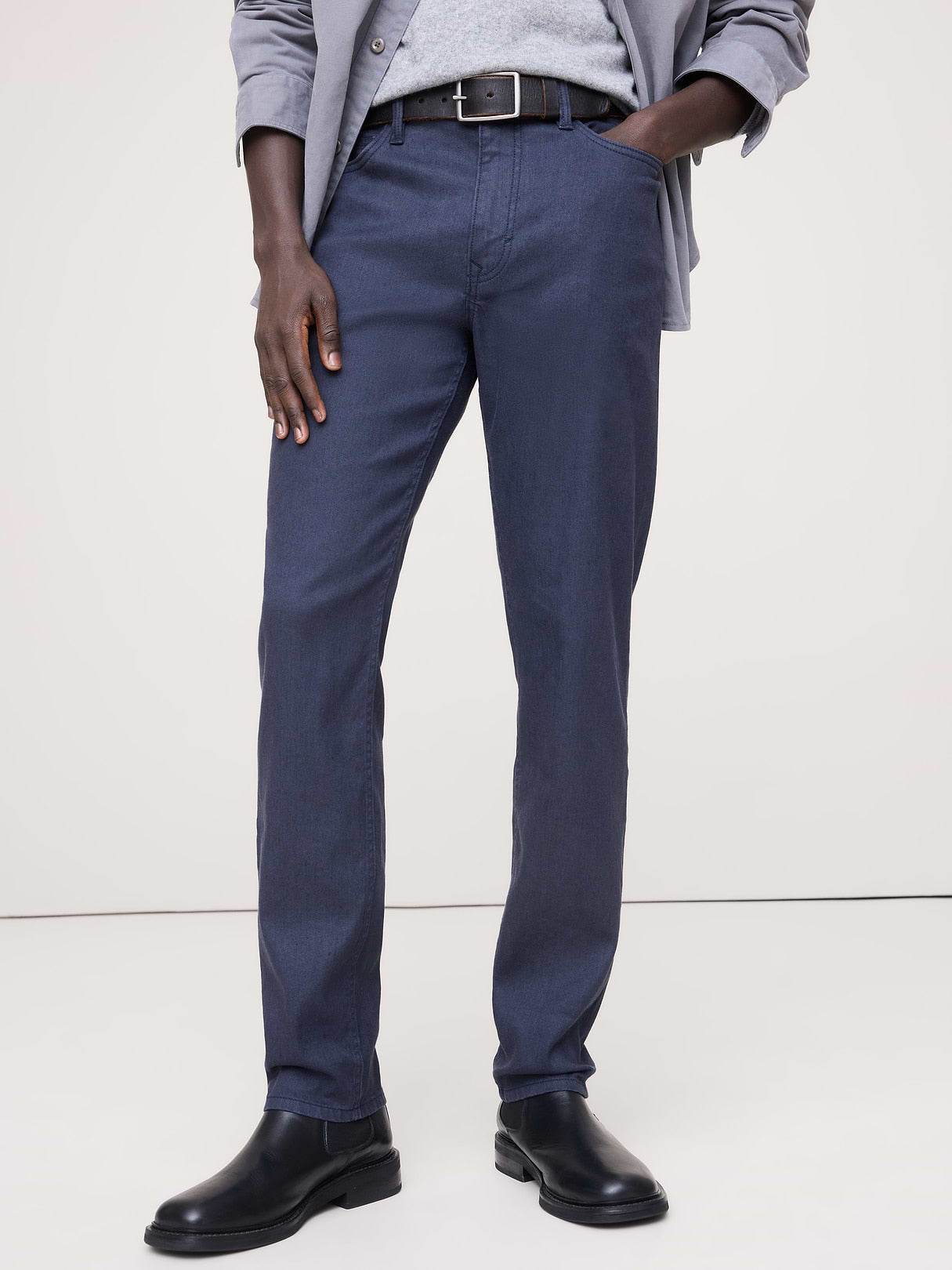 Slim Linen-Cotton Traveler Pant - Navy Blue