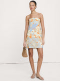 Strappy Linen Mini Dress - Orange Floral