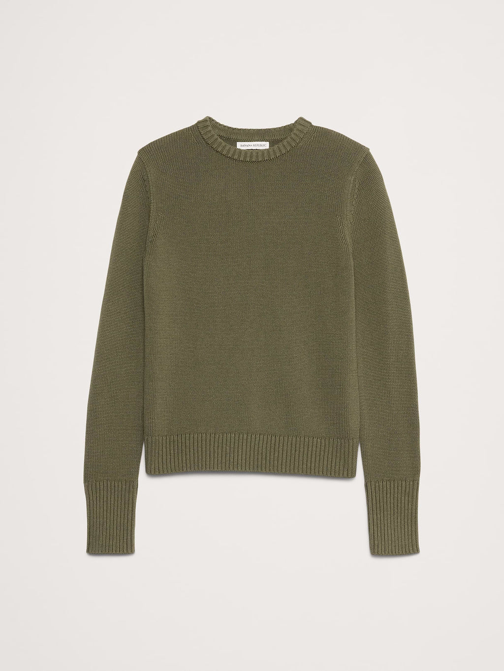 Cotton-Silk Crew-Neck Sweater - Fresh Olive Green