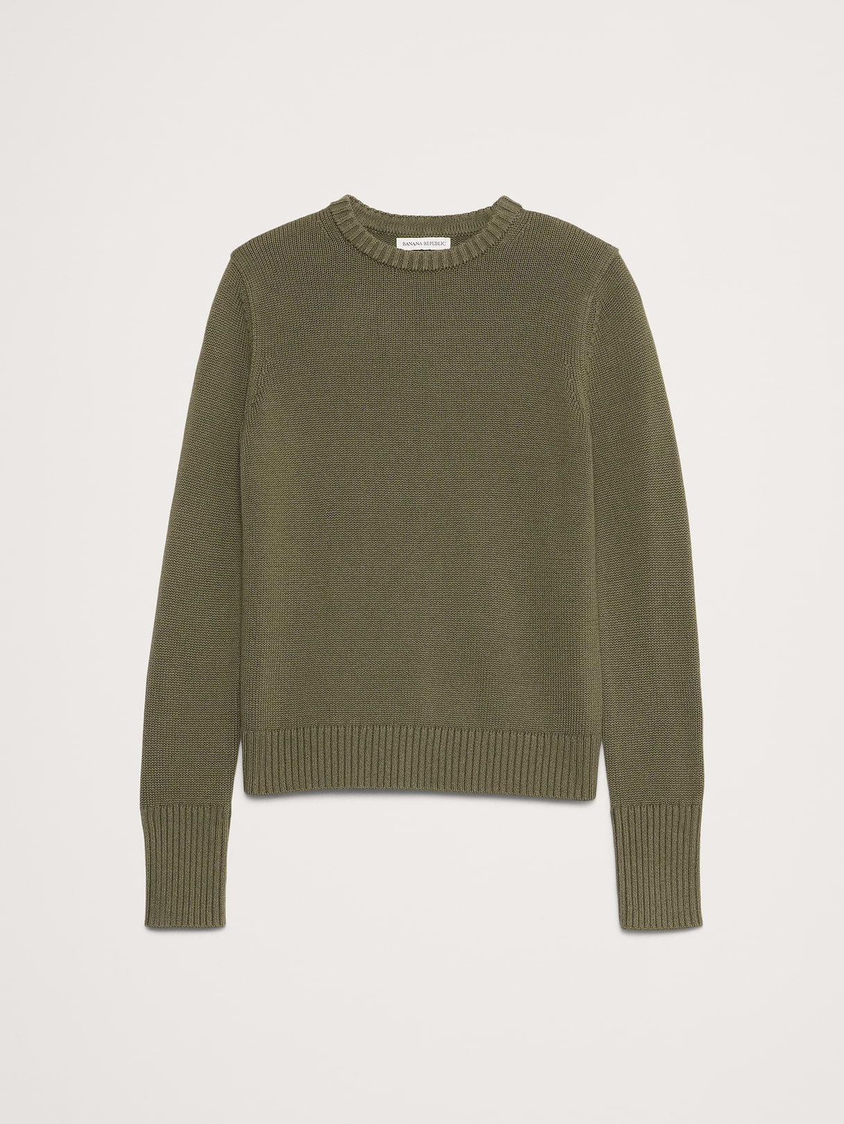 Cotton-Silk Crew-Neck Sweater - Fresh Olive Green